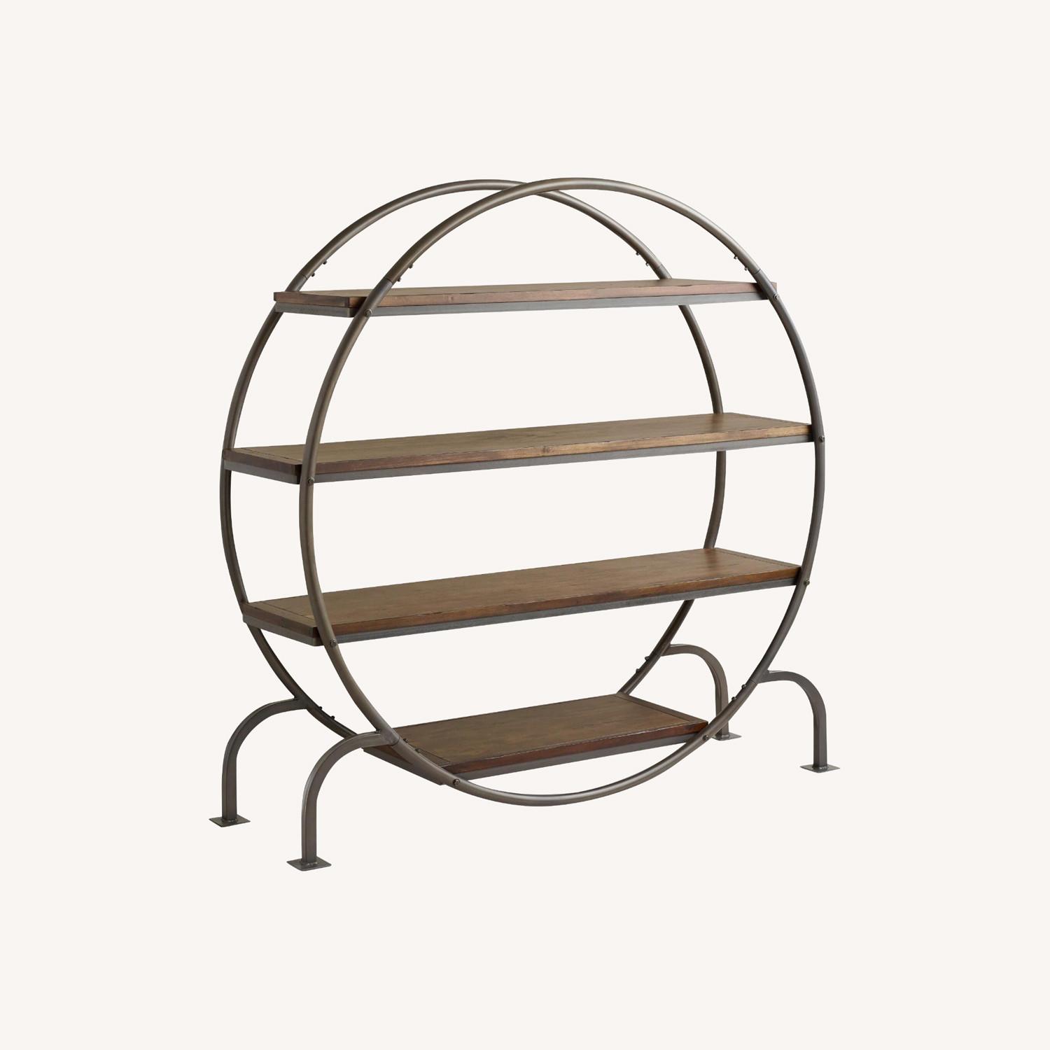 World Market Round Wood & Metal Bookshelf AptDeco