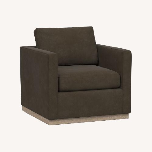 Pottery Barn Jake Leather Swivel Armchair AptDeco
