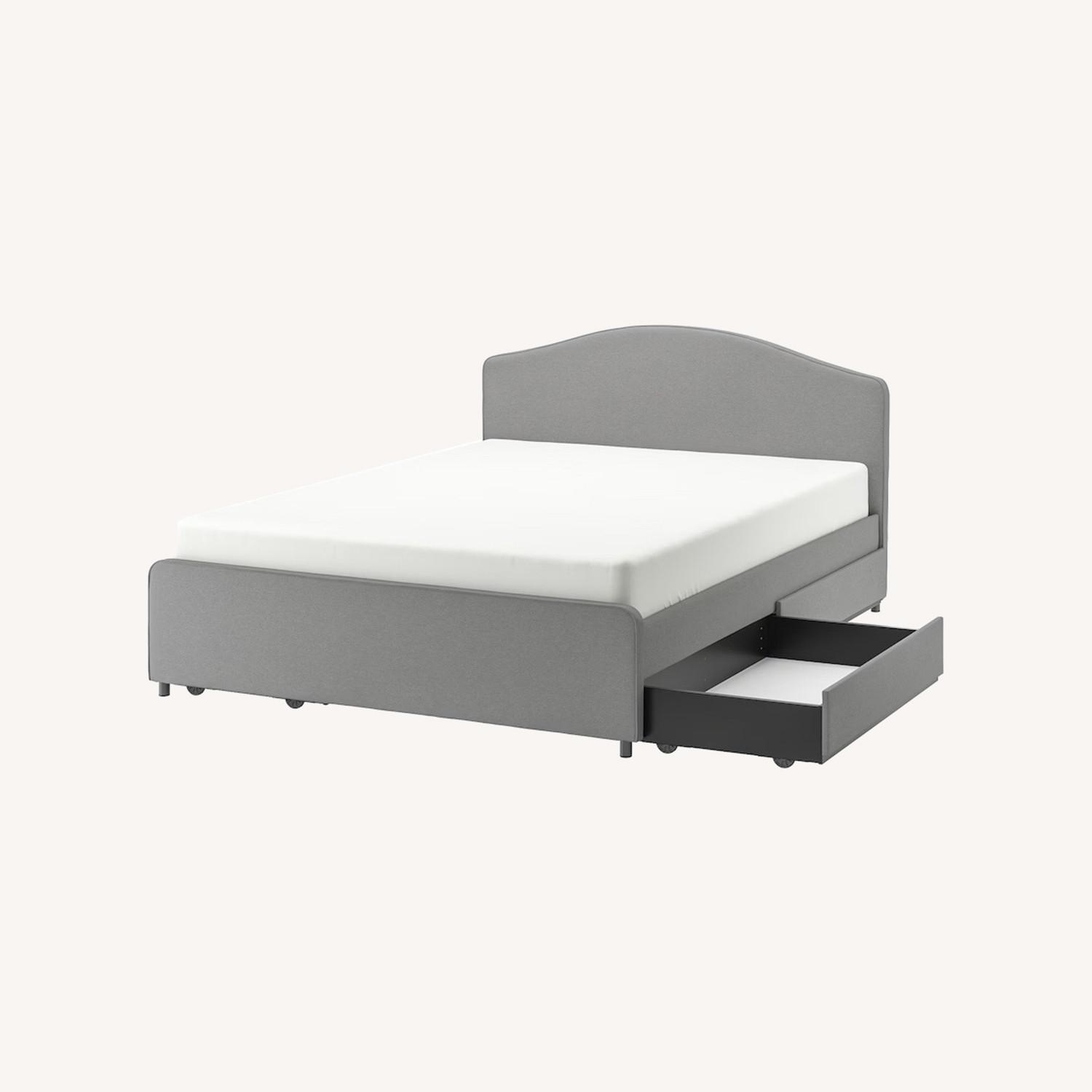 IKEA Hauga Upholstered Queen Bed with storage AptDeco