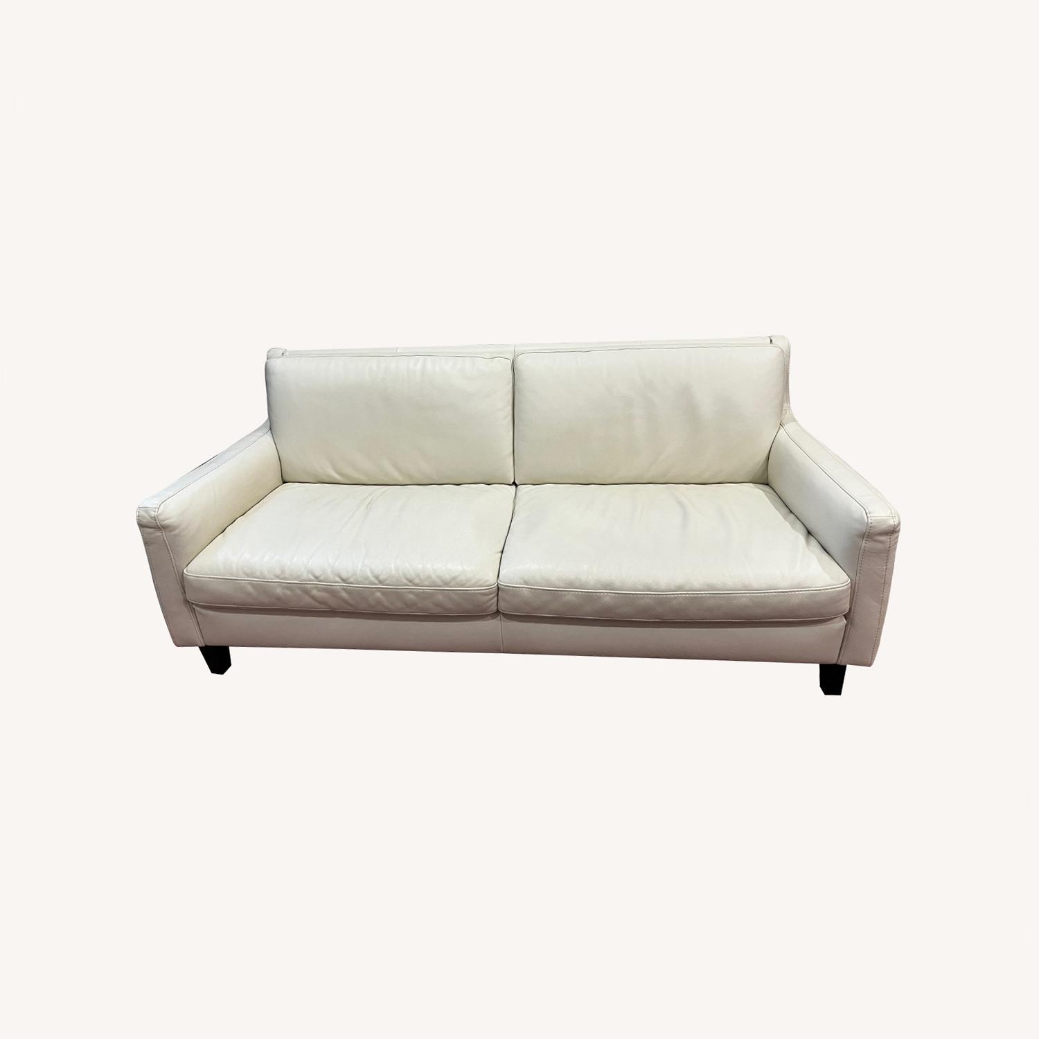 Natuzzi Cream Leather Sofa AptDeco