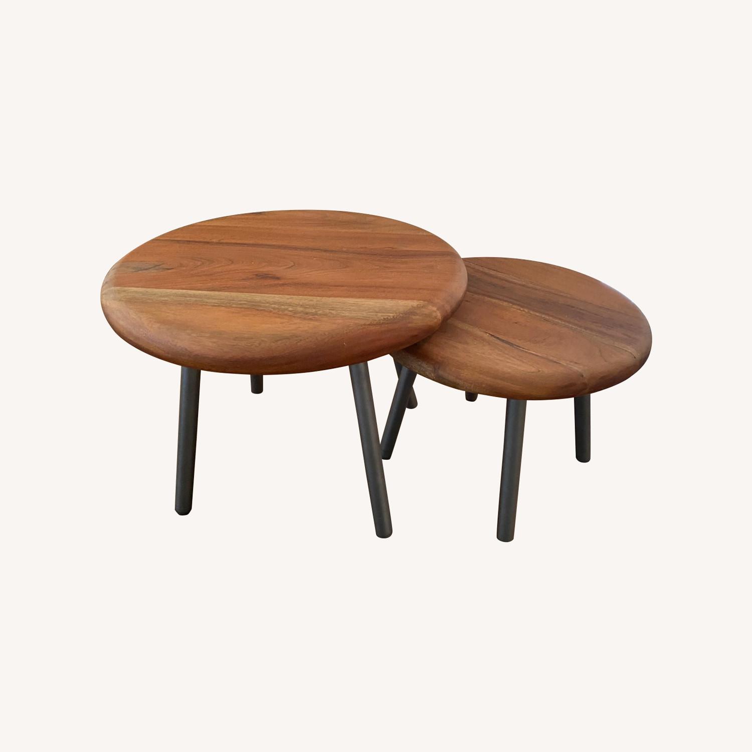 CB2 Wooden Nesting Side Tables (2 in set) - image-0