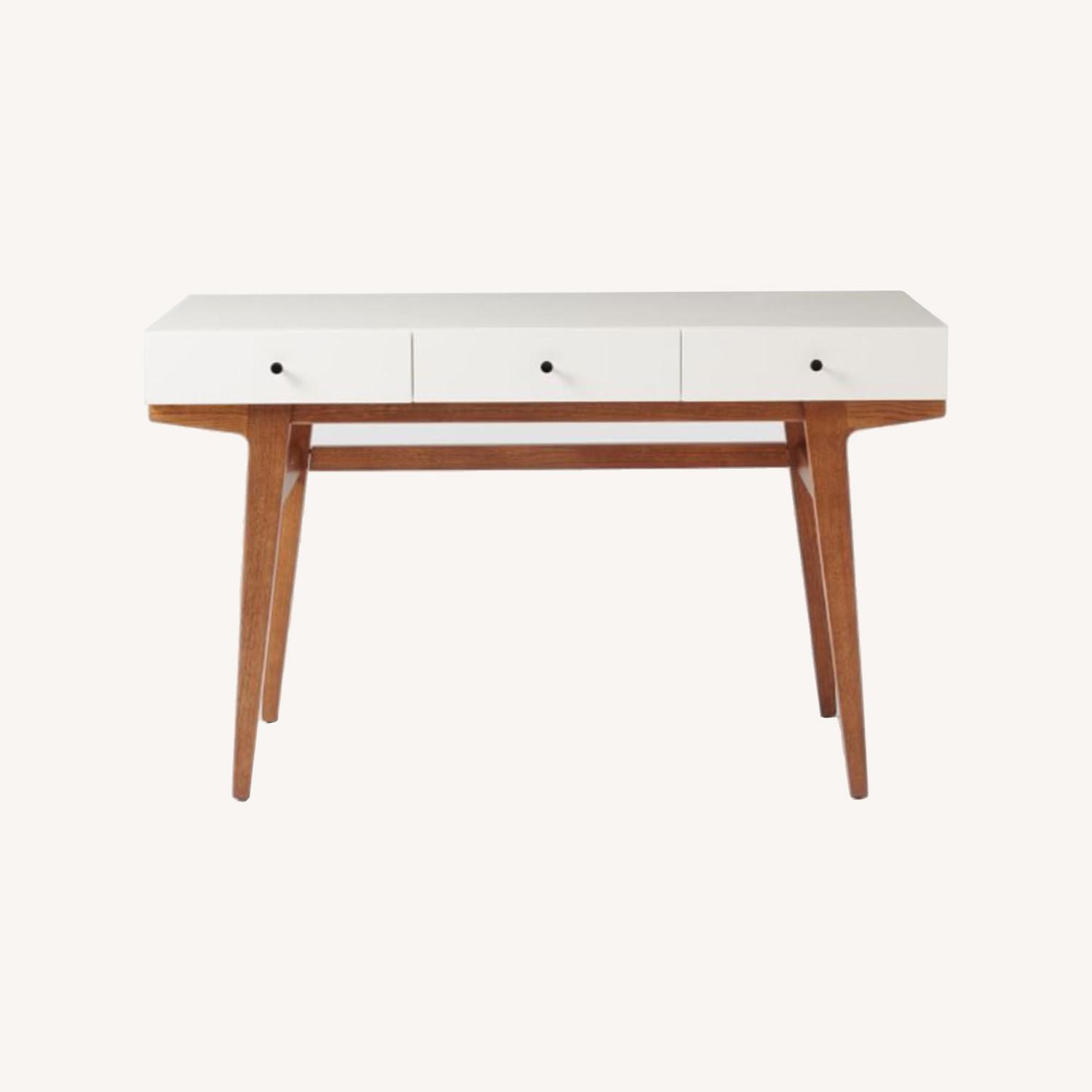 West Elm 50 Pecan White Desk AptDeco