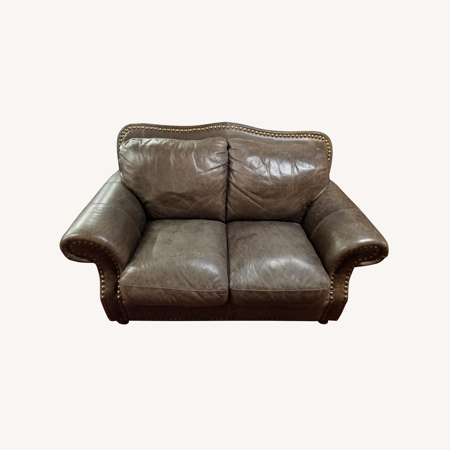 Soft Line Italian Leather Loveseat - image-0