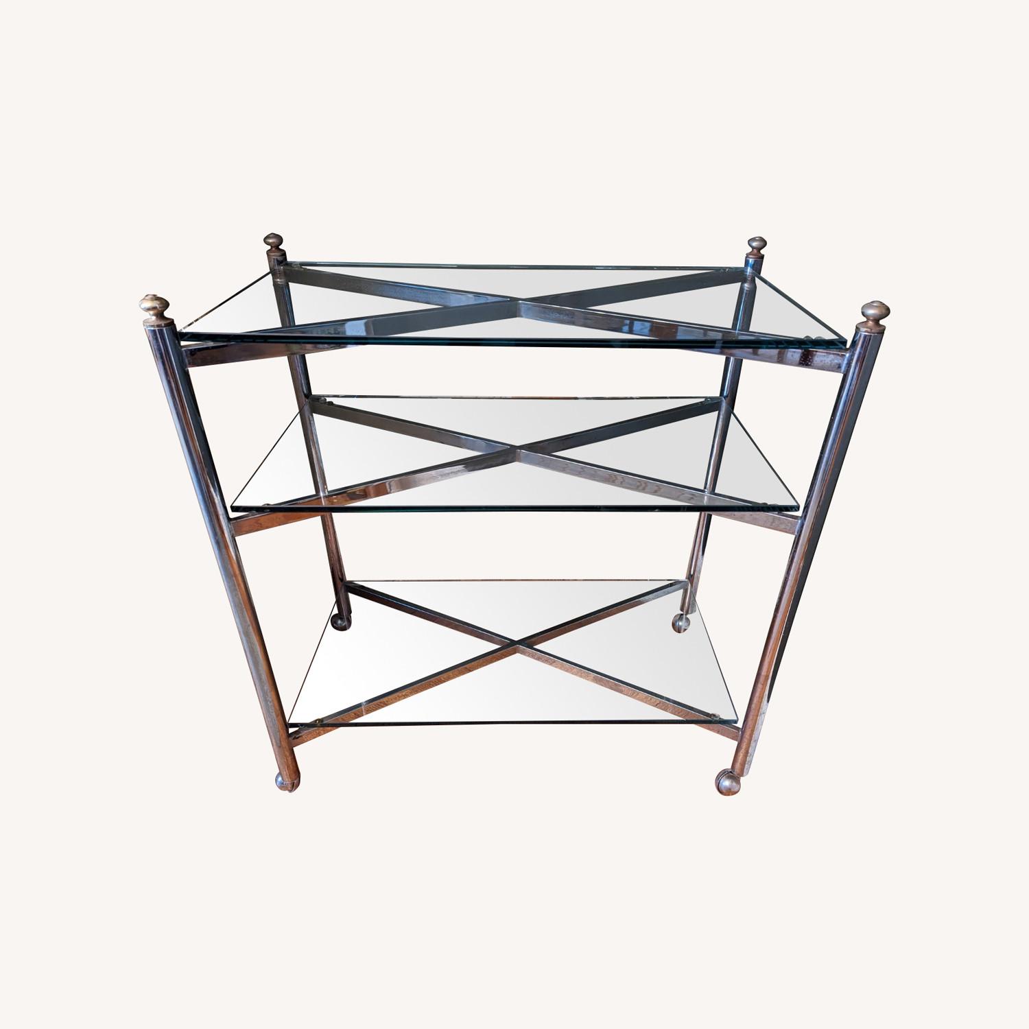 Maison Jansen Style 3 Tier Chrome Bar Cart - image-0
