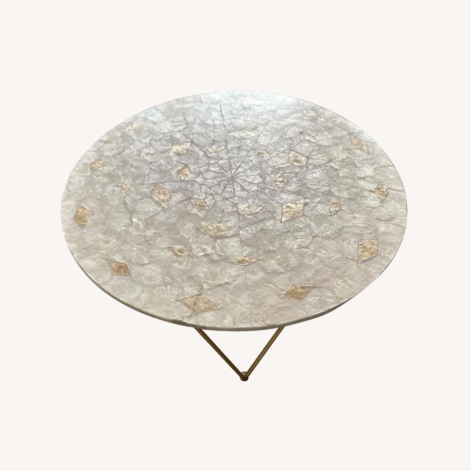 CB2 Gold and White Coffee Table Capiz - image-0