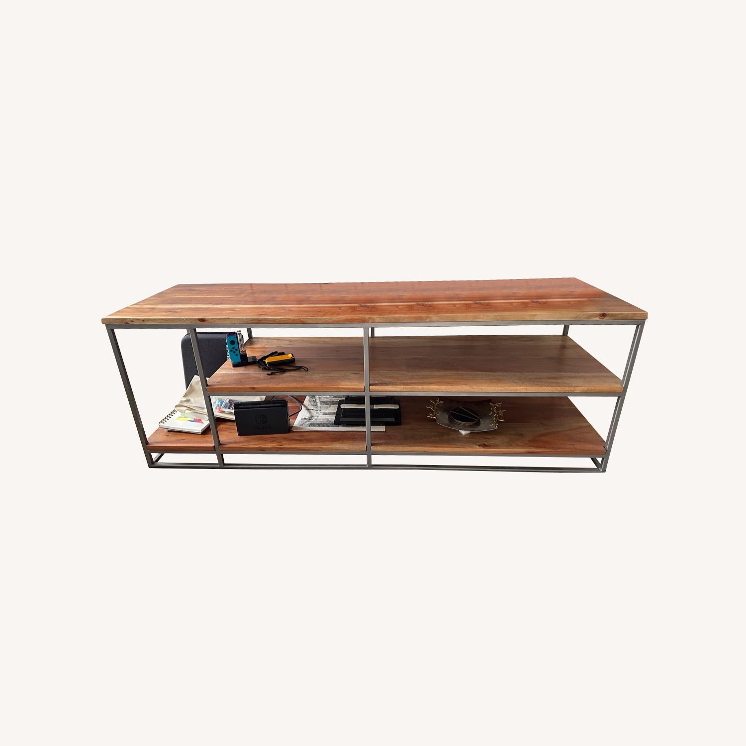 CB2 Wood and Chrome Credenza Media Storage AptDeco