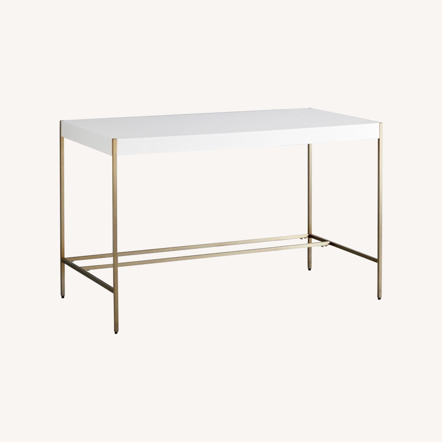 West Elm Zane 47 Desk White and Antique Bronze AptDeco