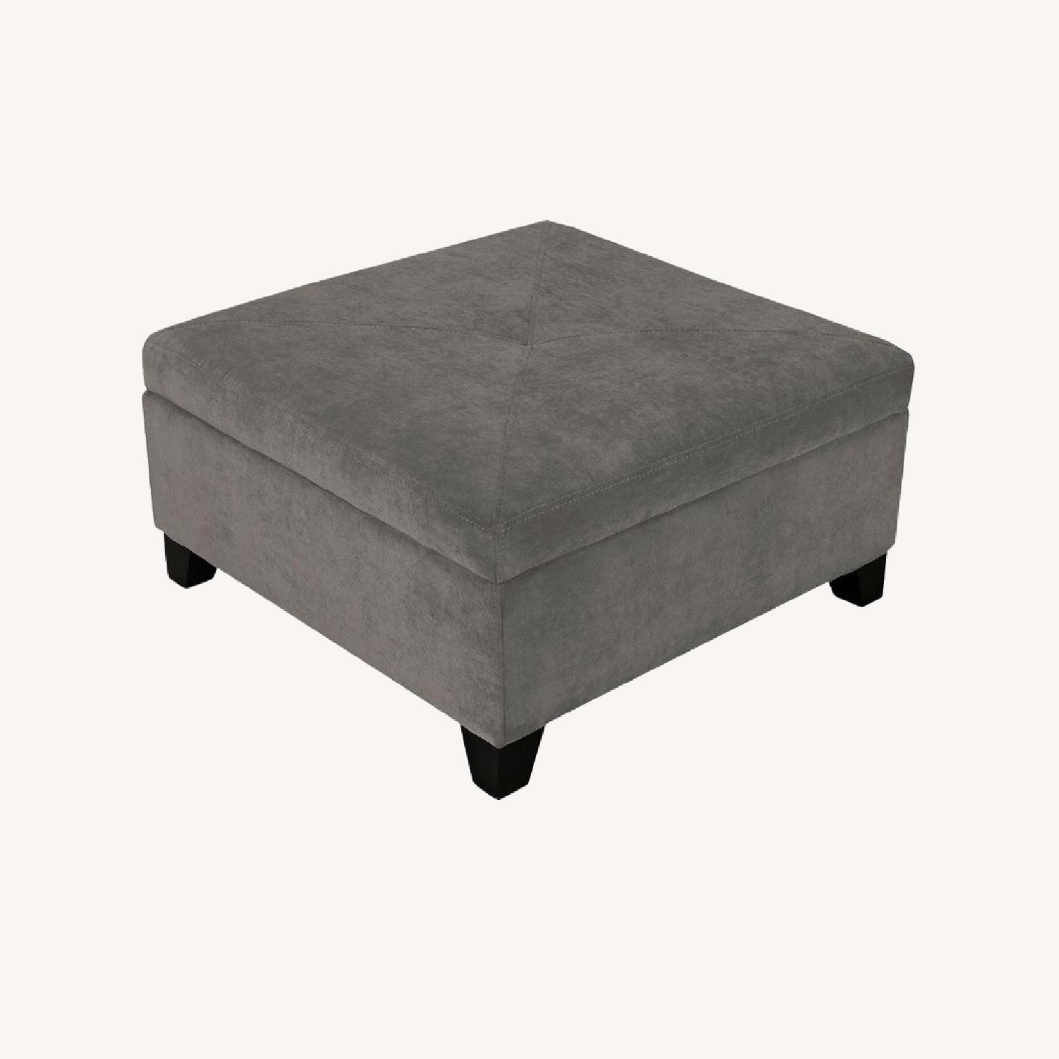 Raymour & Flanigan Grey Ottoman With Storage - image-0