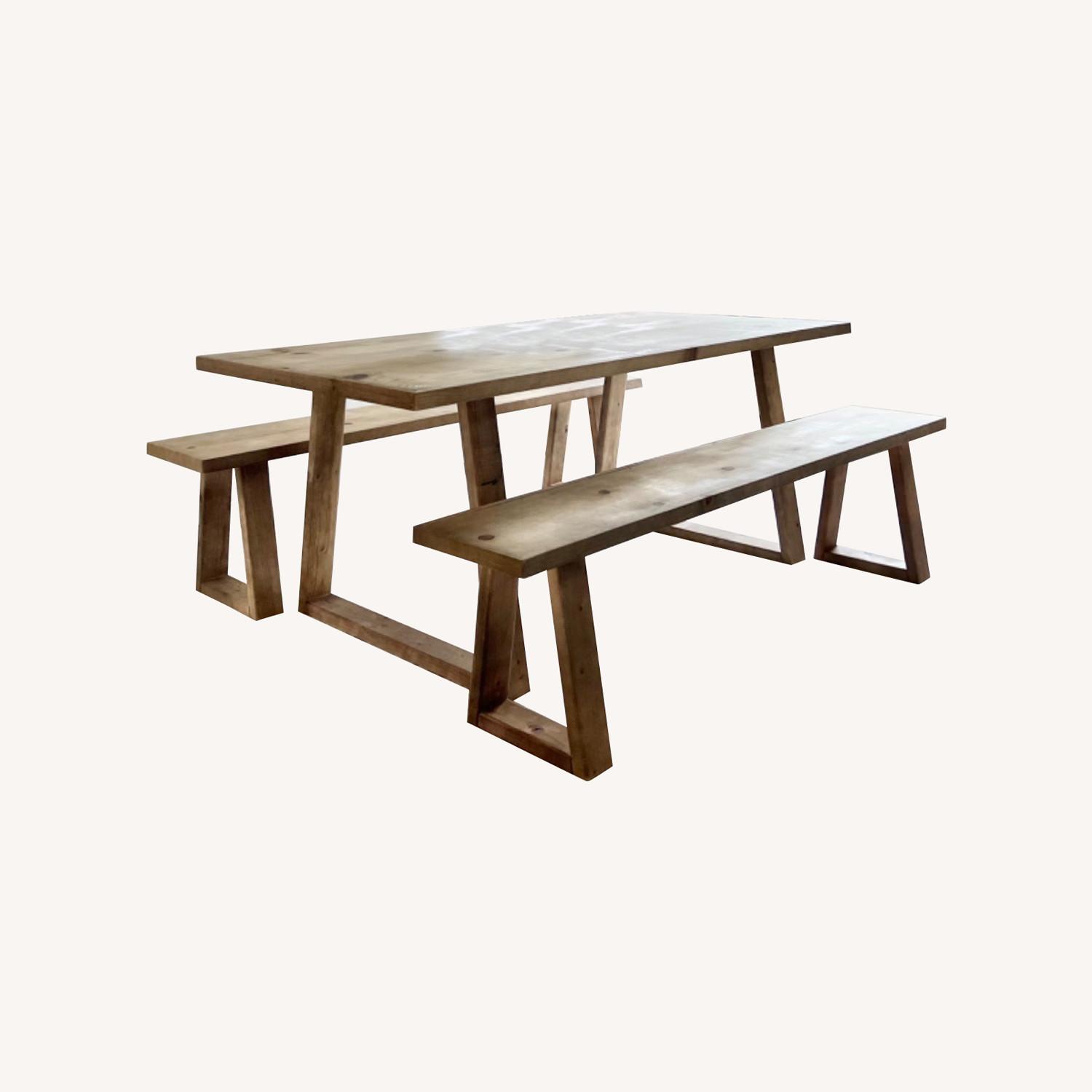 Solid Wood Modern Rustic Dining Table With Benches - image-0