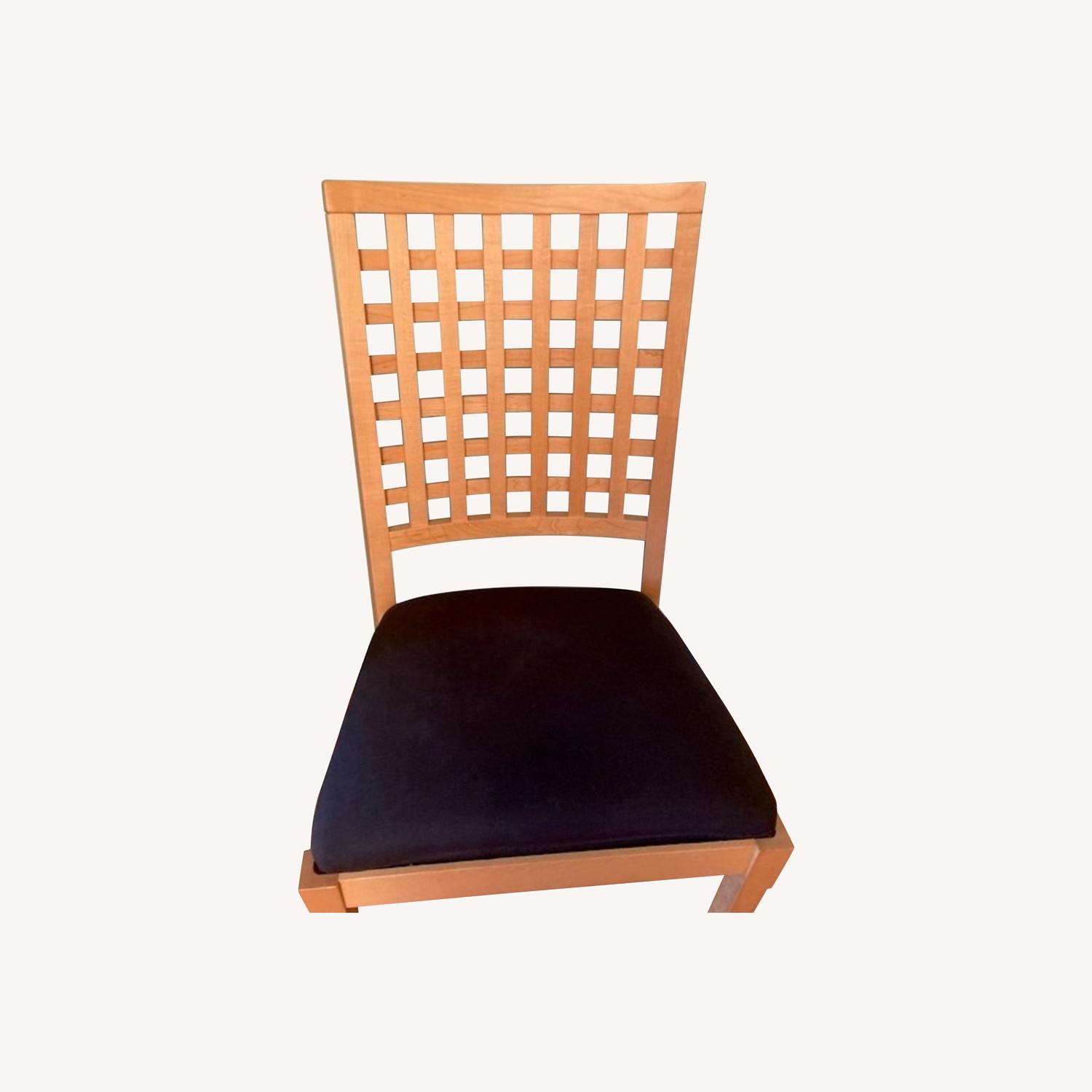 6 Dining Chairs with Black Cushions - image-0