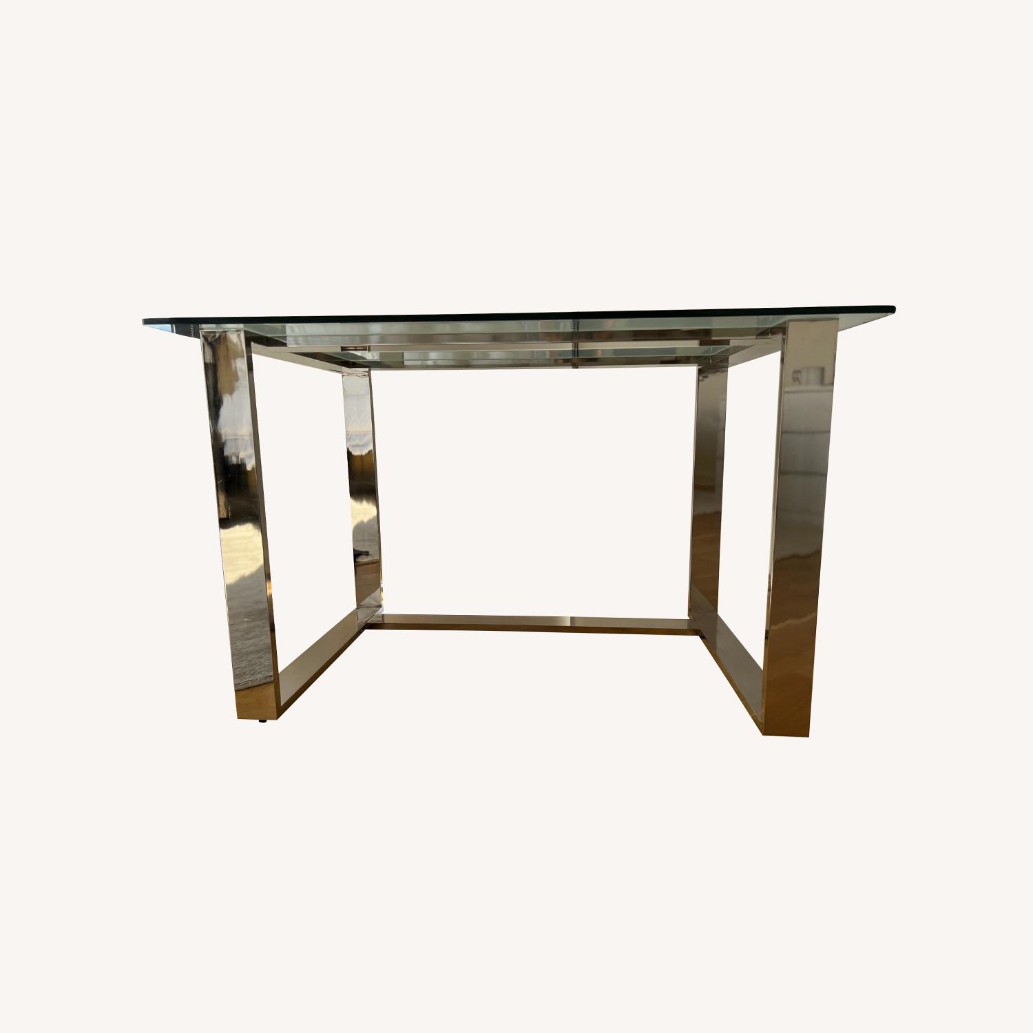 Pottery Barn Glass Top Desk with Chrome Legs AptDeco