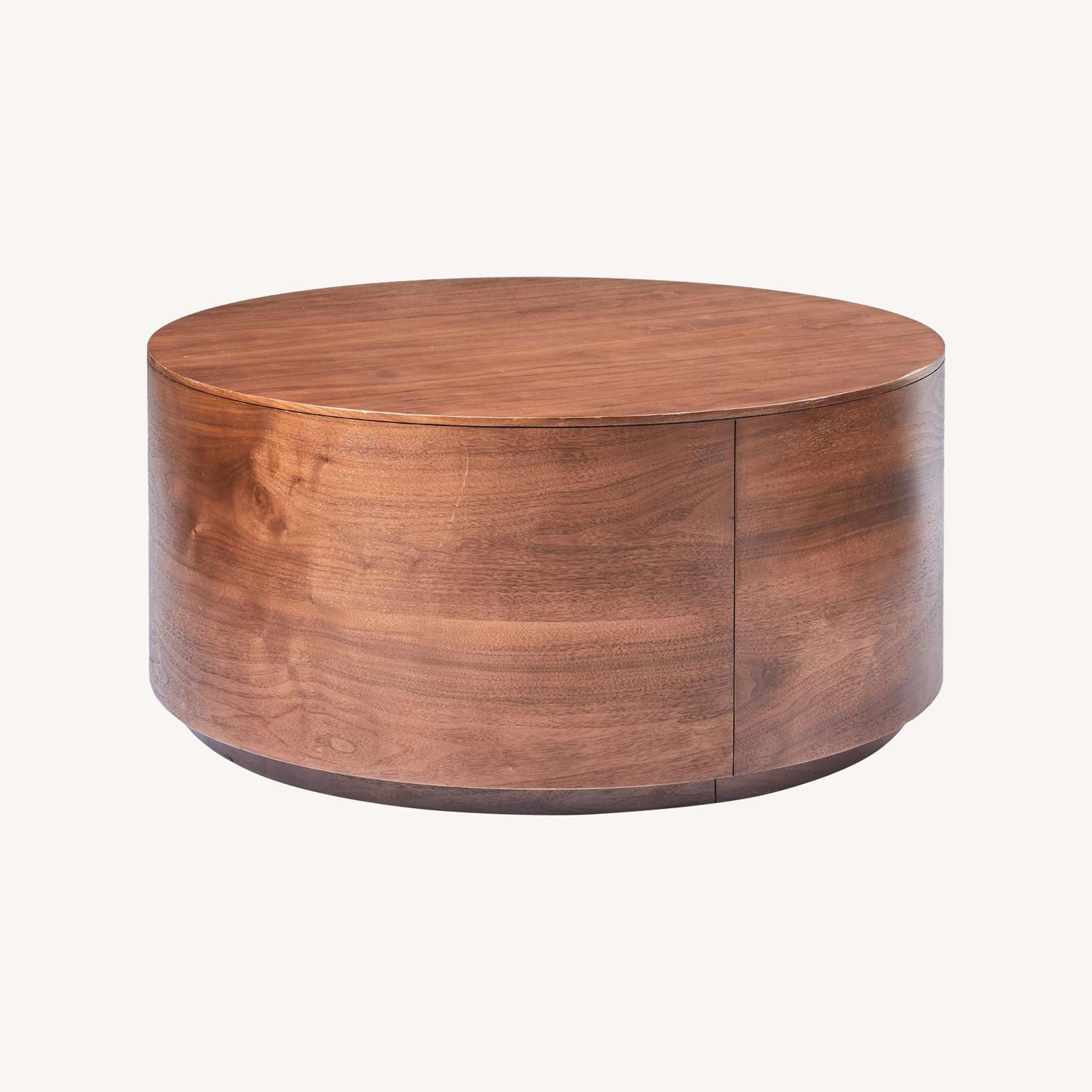 West Elm Volume Round Drum Coffee Table (36) Wood AptDeco