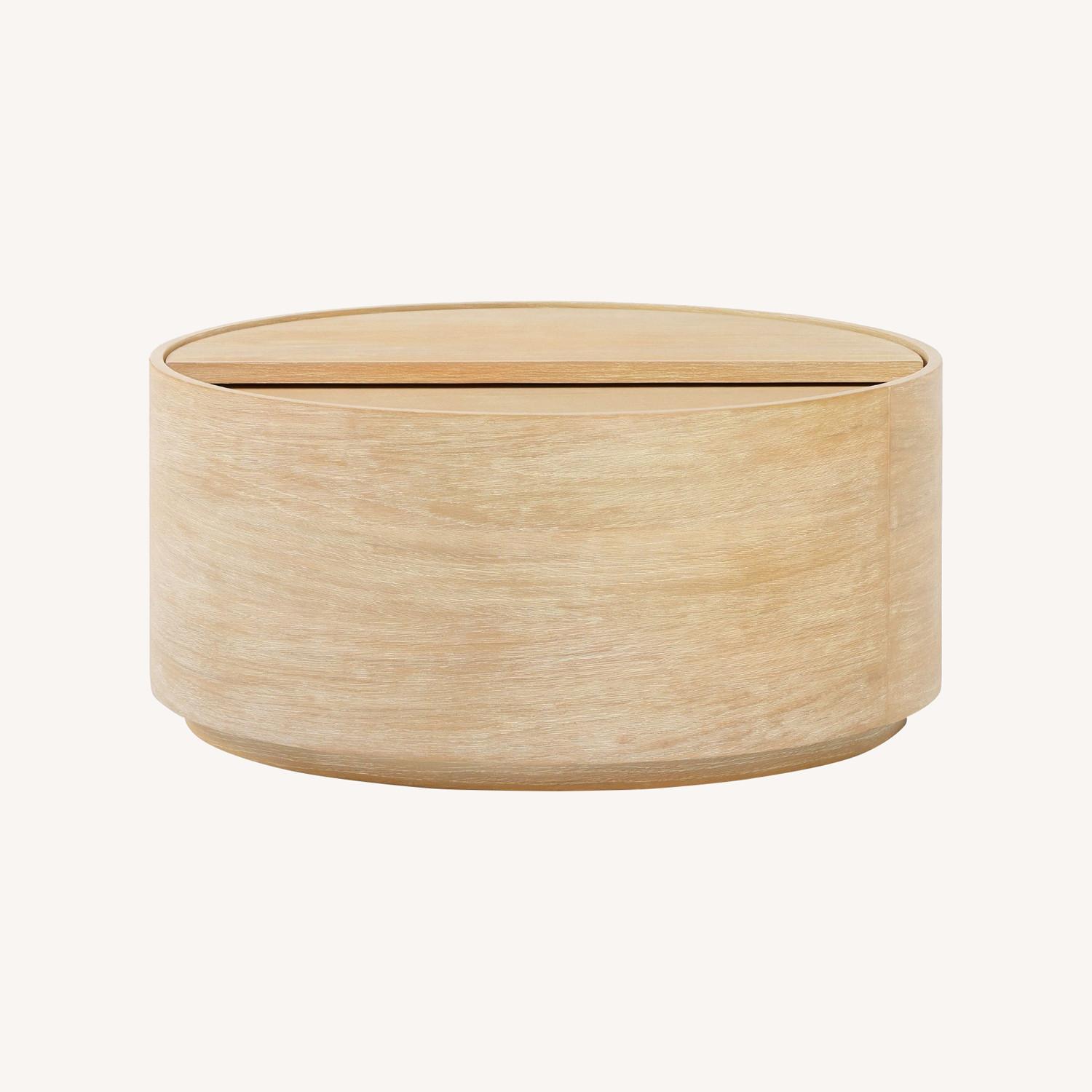 West Elm Volume Round Storage Drum Coffee Table AptDeco