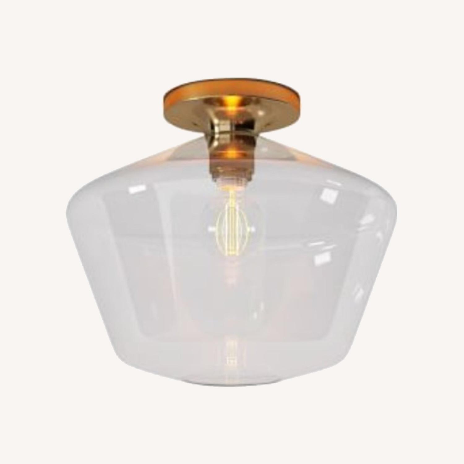 West Elm Sculptural Flushmount, Geo Large, Clear, Brass - image-0