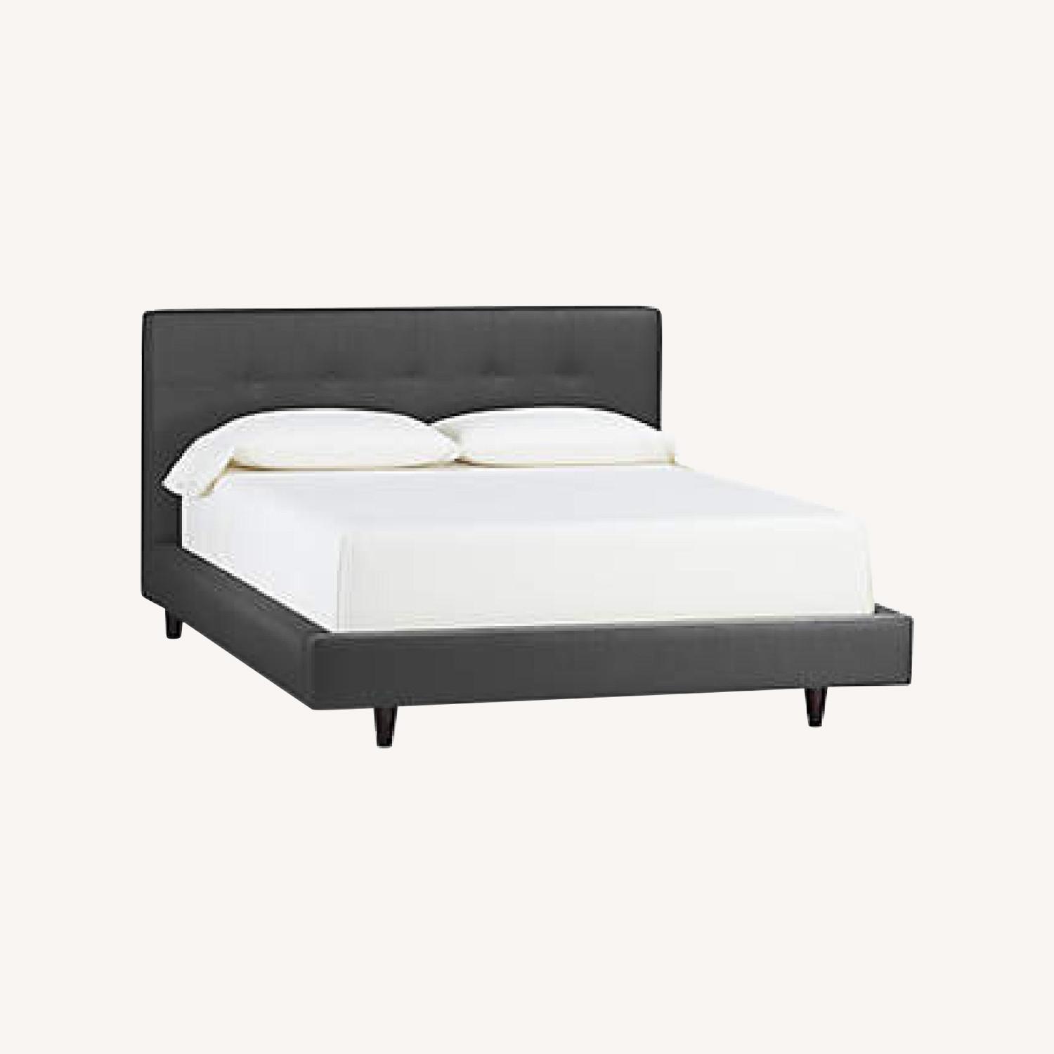 Crate & Barrel Gather Dove Upholstered Bed in a Woven Wool - image-0