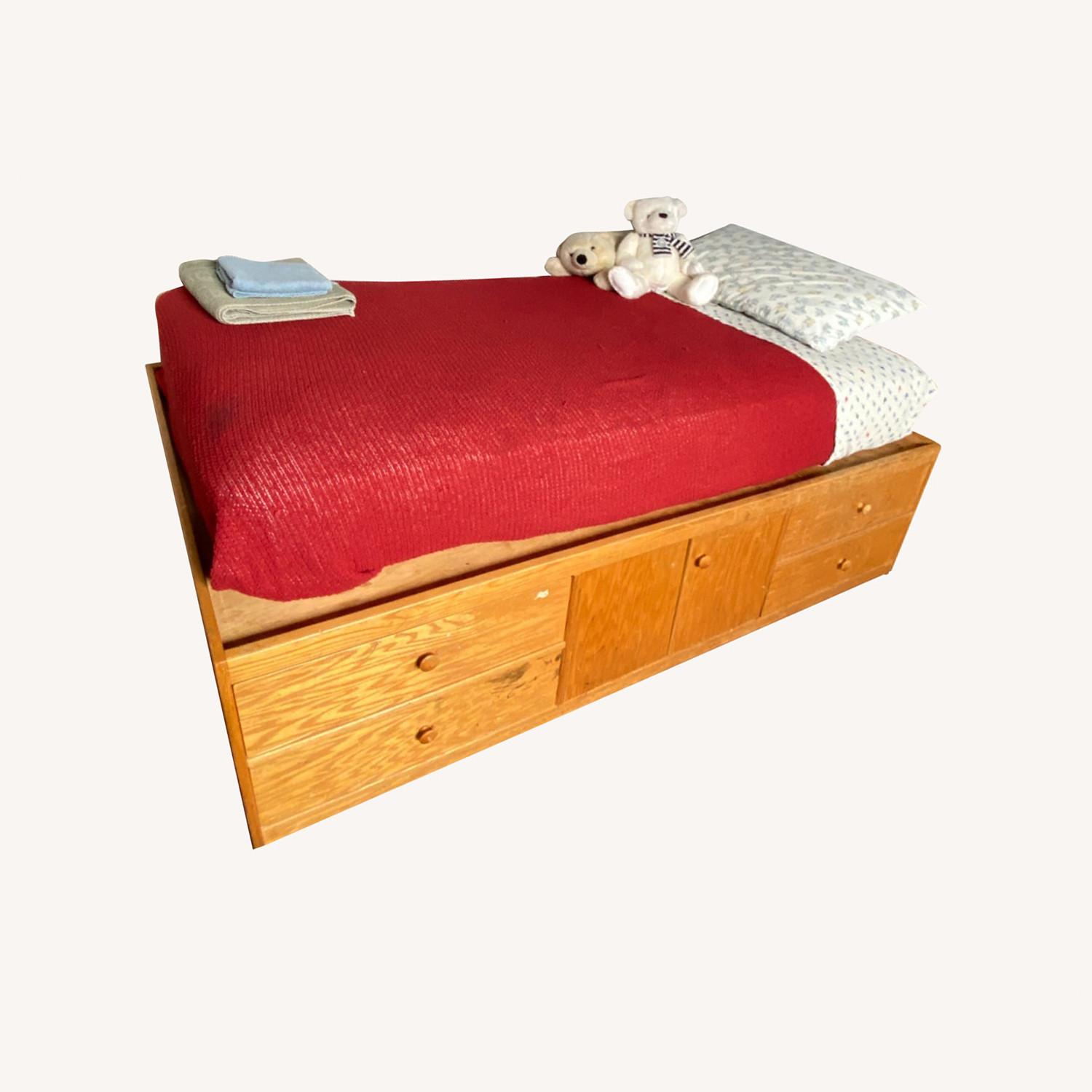 Gothic Cabinet Craft Twin Sized Oak Captains Bed - image-0