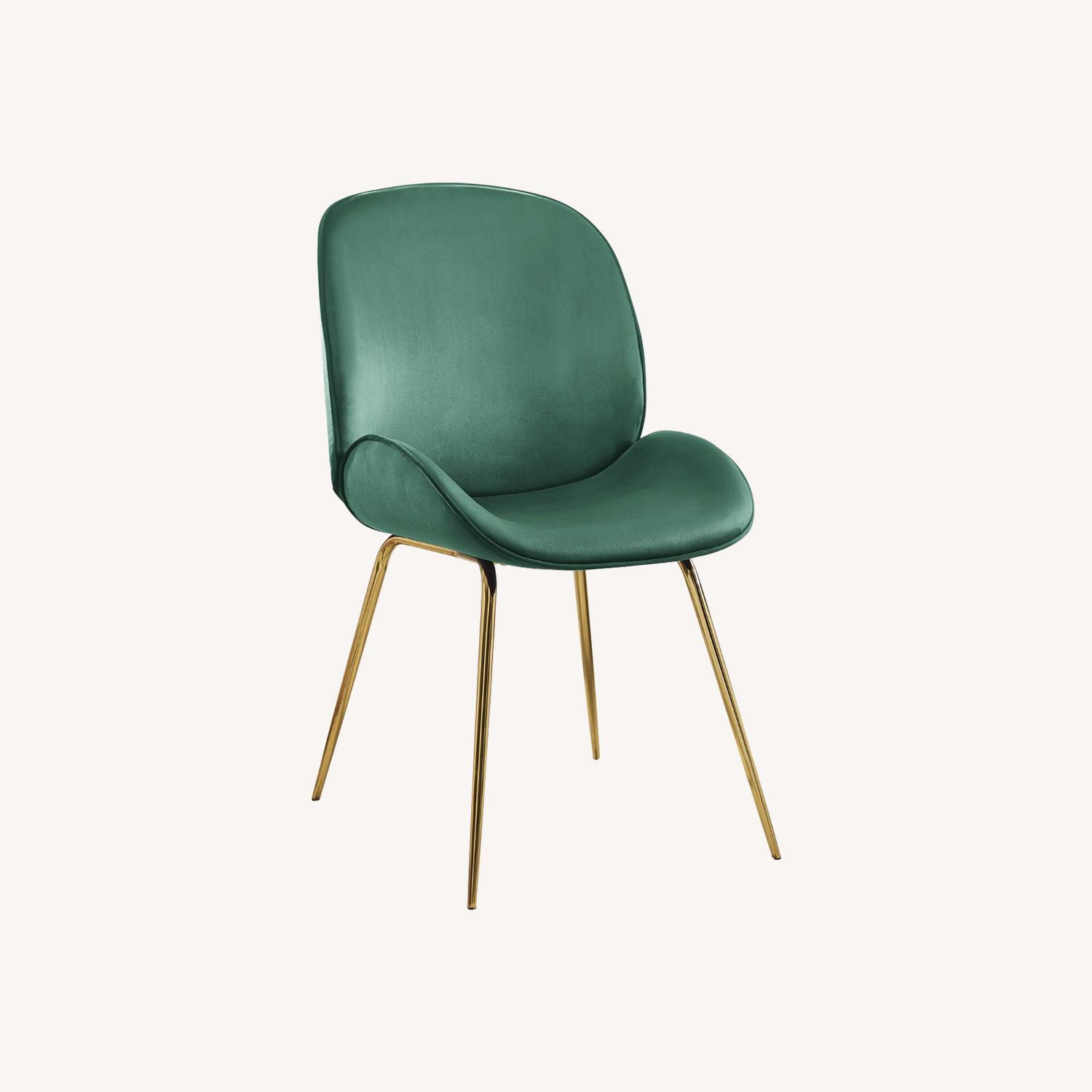 Volans Green Velvet Chair with Gold Legs, Set of 4 AptDeco