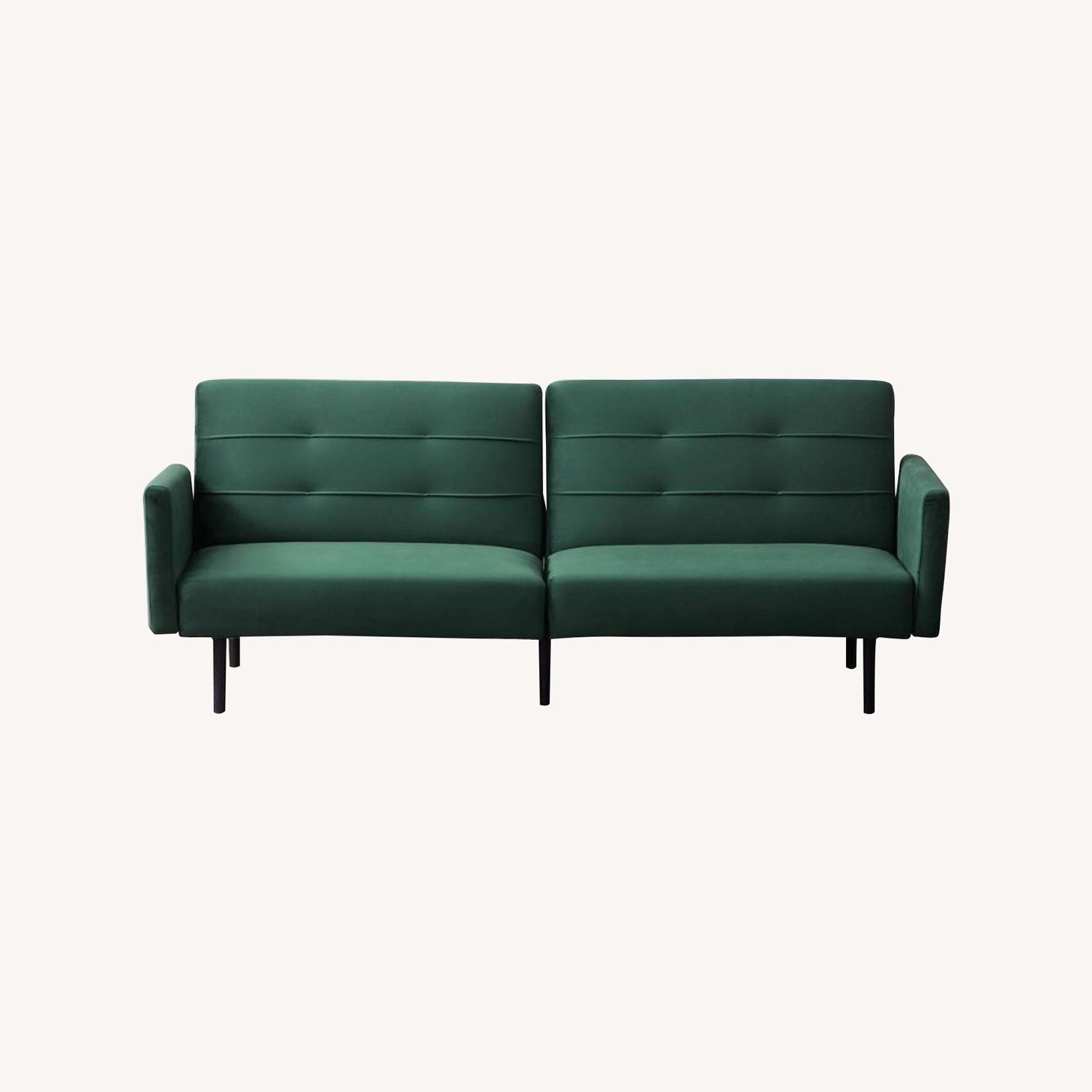 Futon Sofa Bed with Buttonless Tufting - image-0