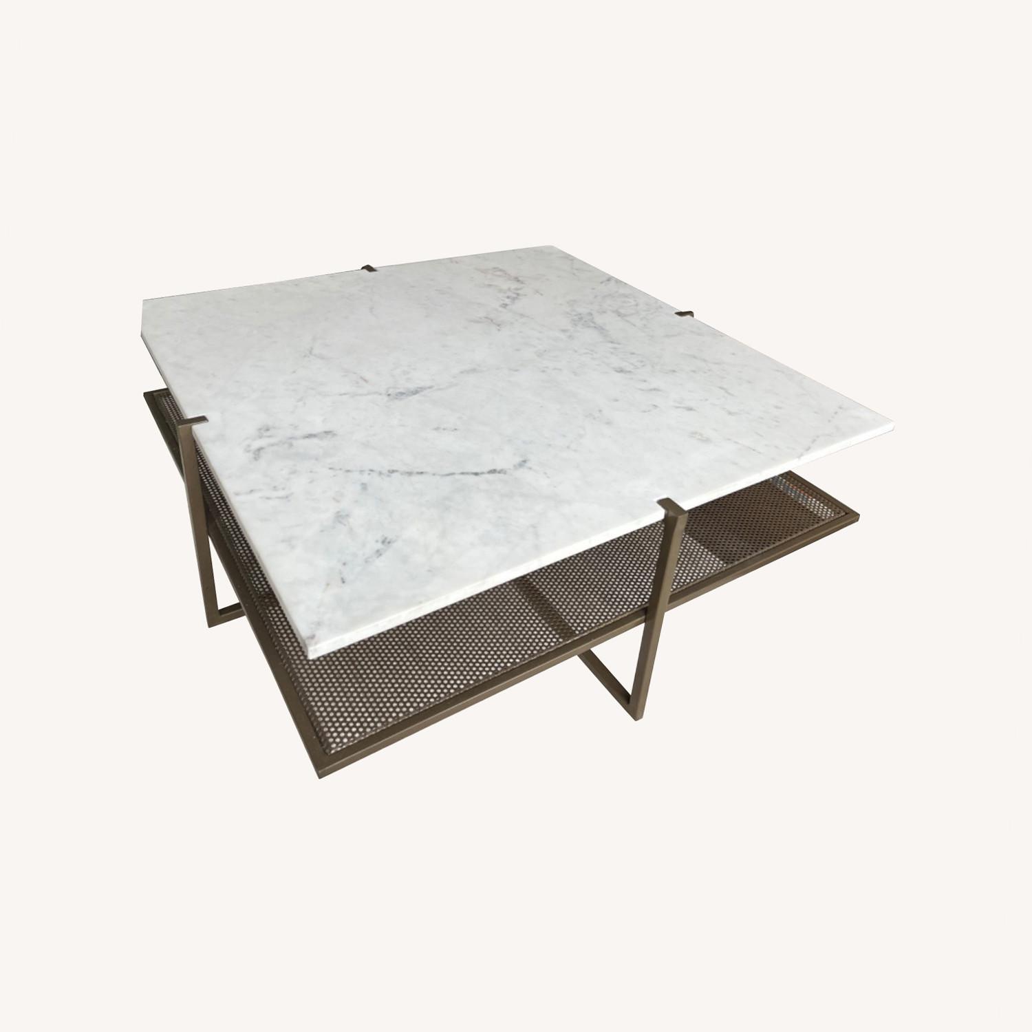 Large Marble and Antique Brass Coffee Table AptDeco