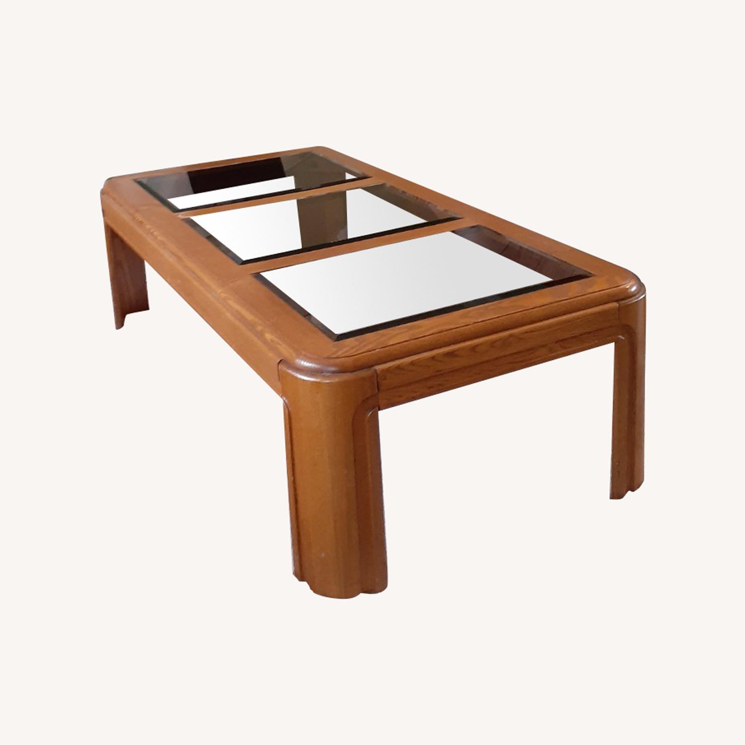 Seaman's Furniture Wood Glass Top Coffee Table AptDeco
