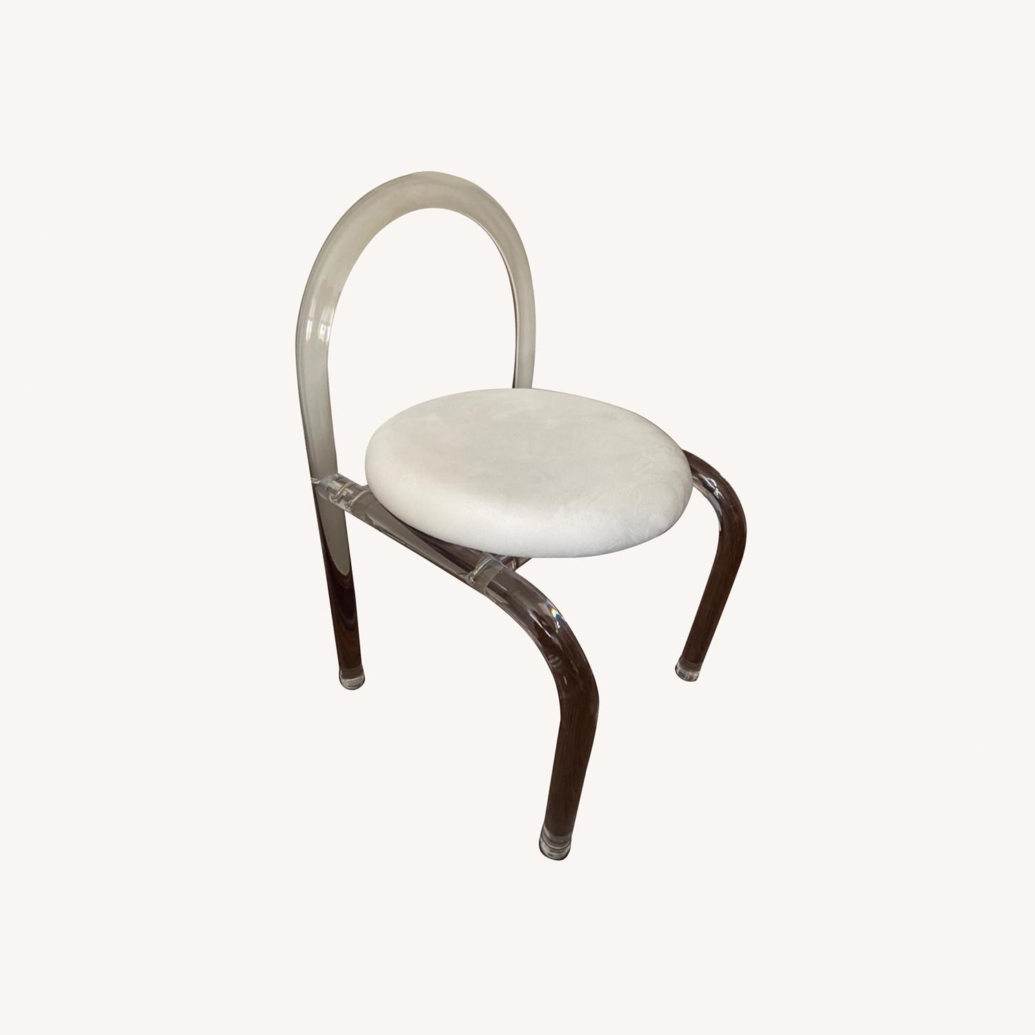 Modern White Vanity Stool With Back AptDeco