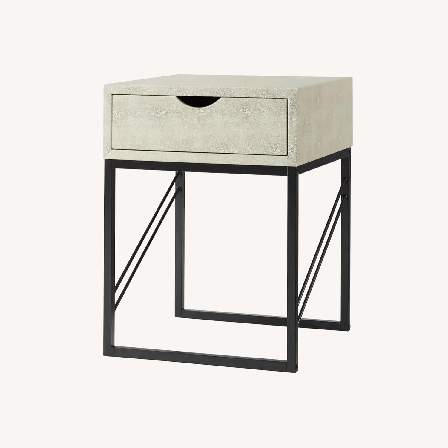 Walker Edison 1 Drawer Off White Side Table AptDeco