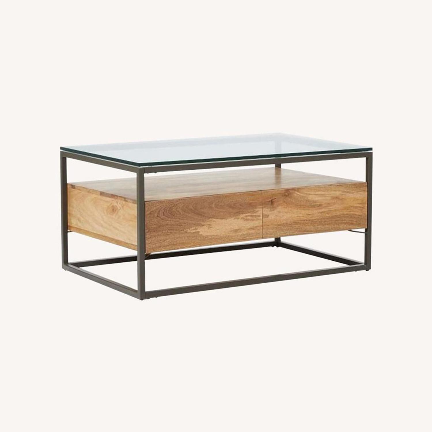 West Elm Box Frame Storage Coffee Table AptDeco