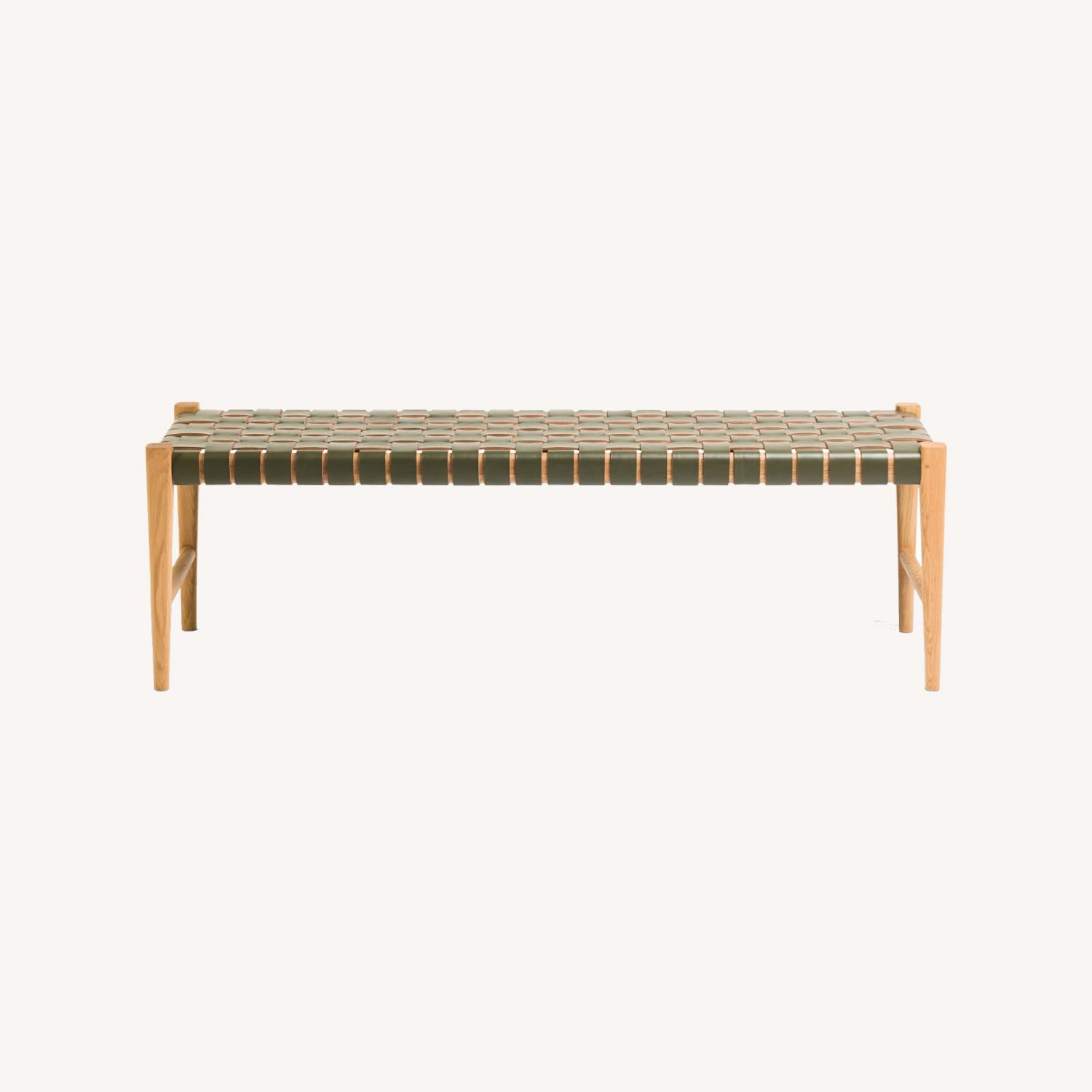 Designer Woven Leather Bench - image-0