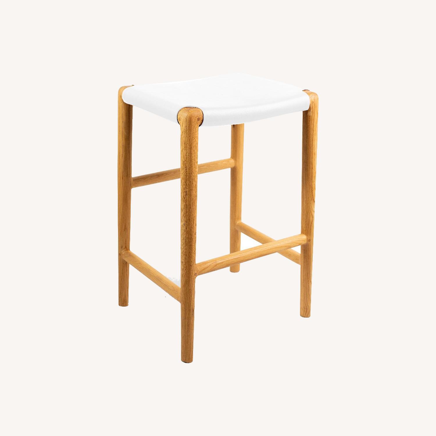 Leather Stools White - image-0