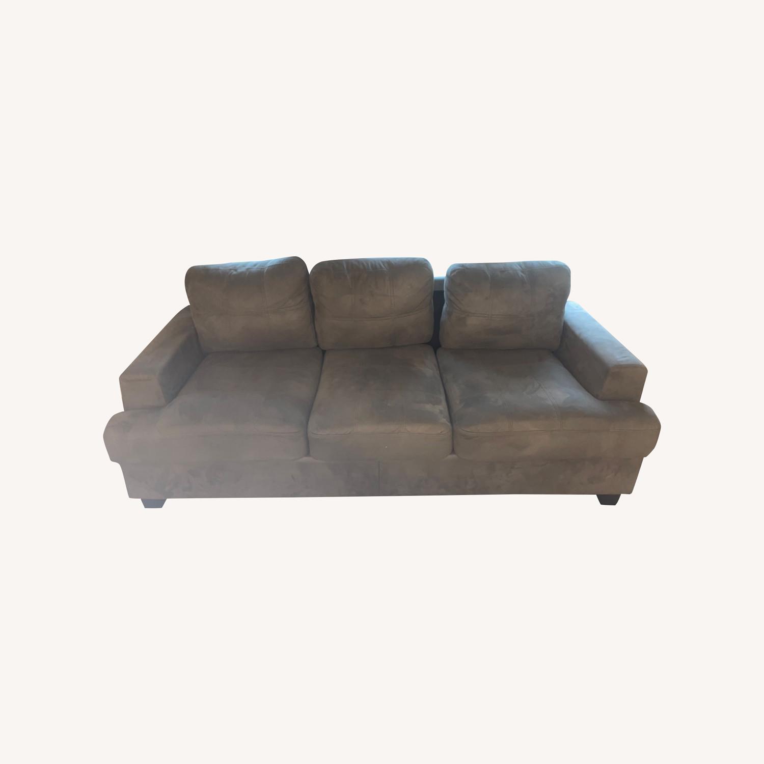 Modern Chic Gray Suede Sofa - image-0