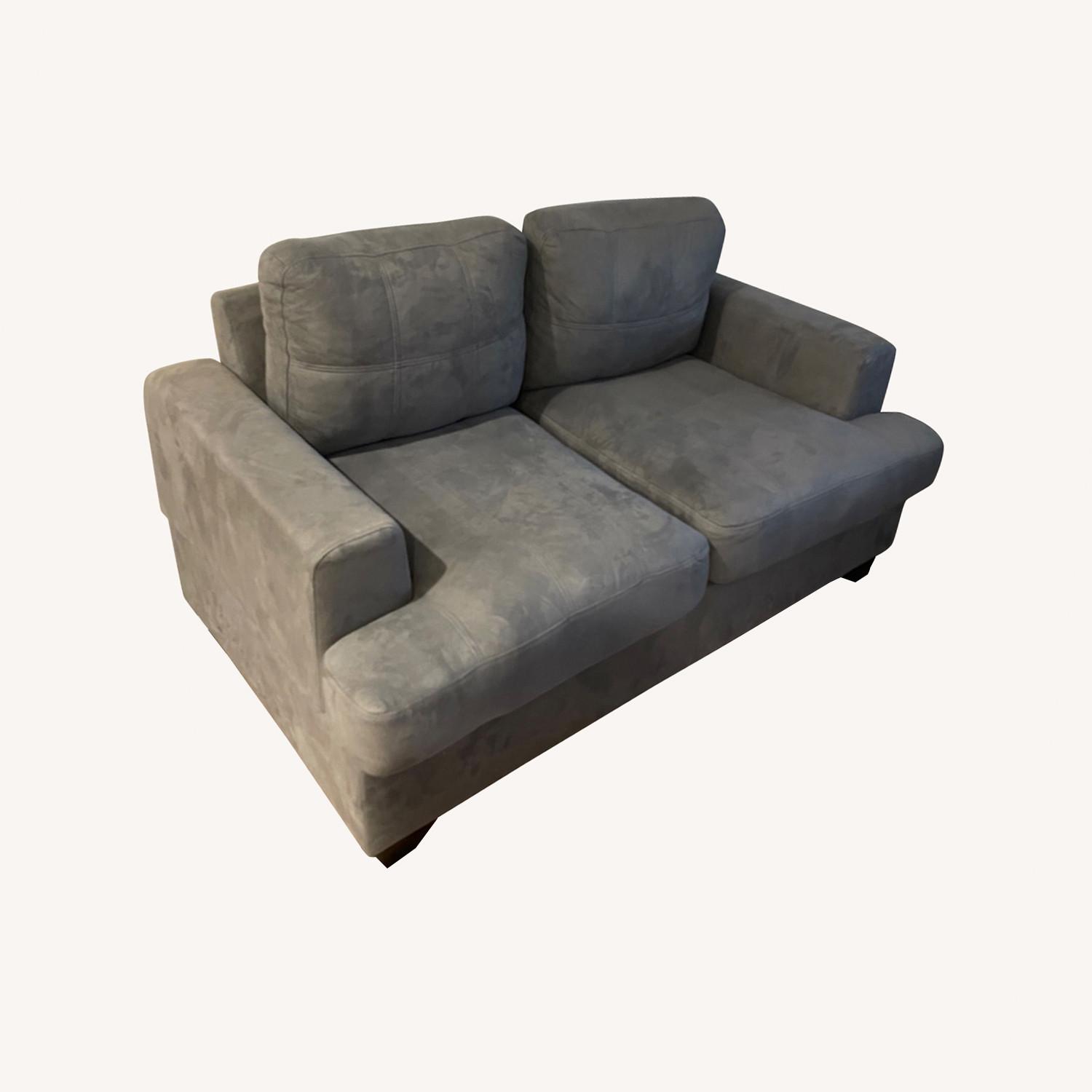 Modern Chic Gray Suede Loveseat - image-0