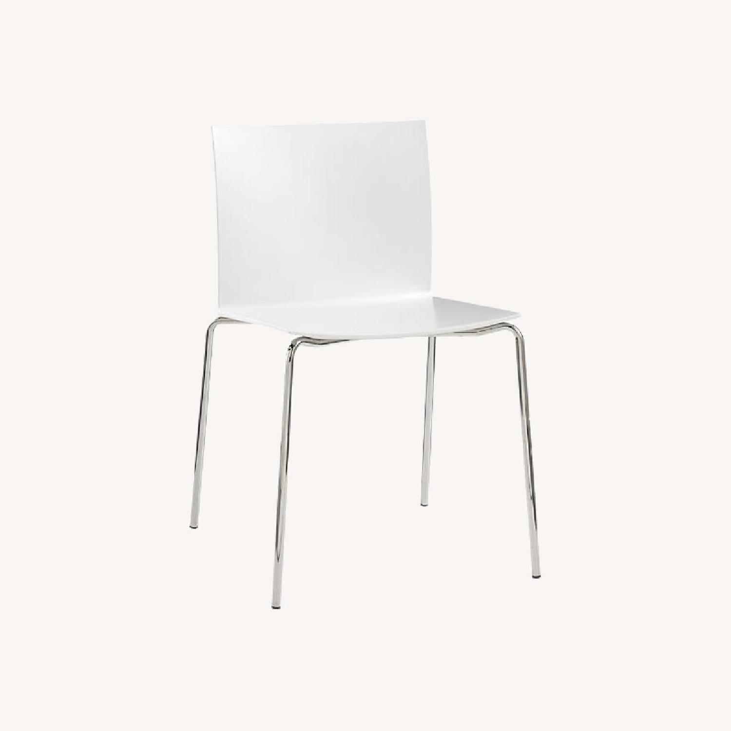 CB2 Slim White Dining Chairs AptDeco