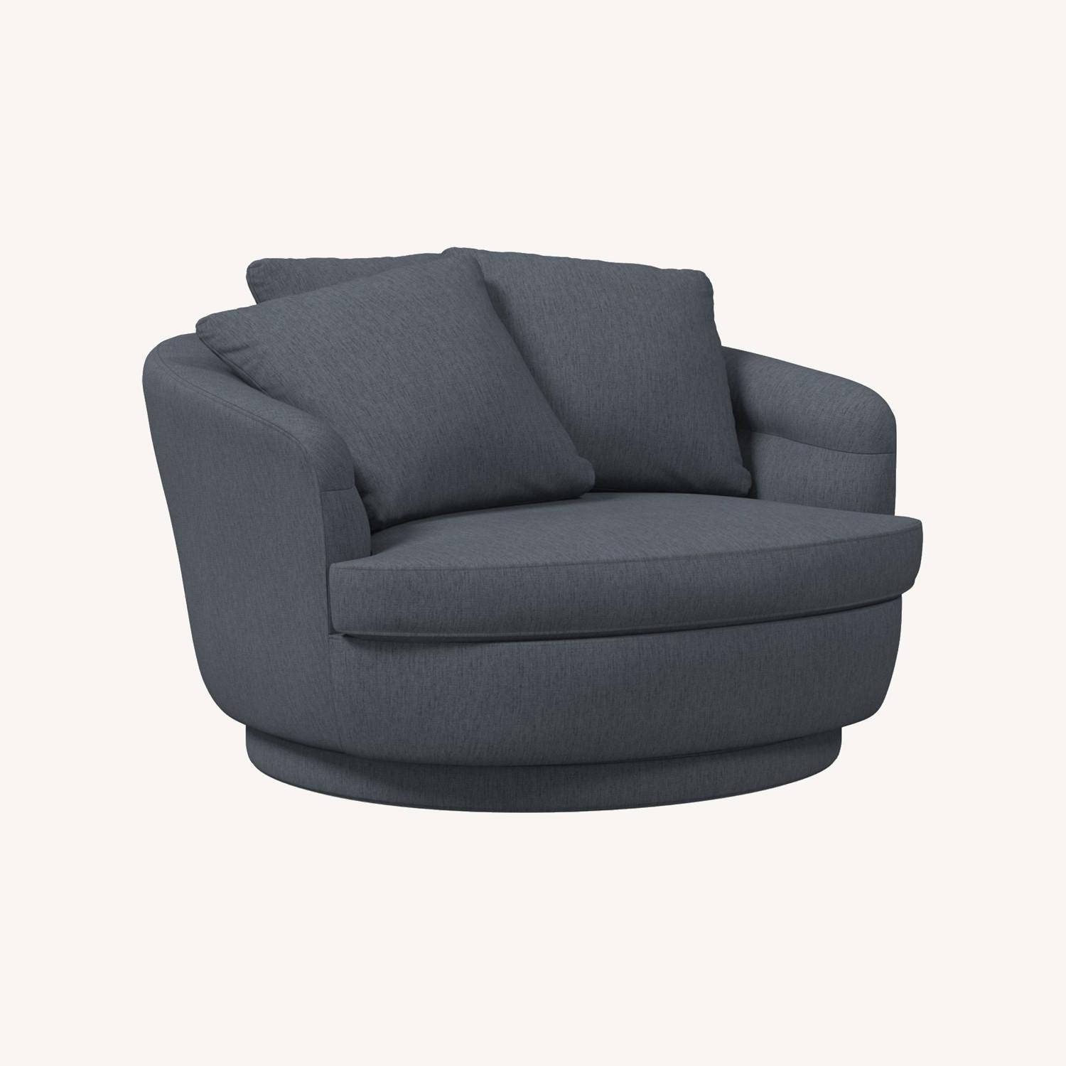 West Elm Viv Grand Swivel Chair, Graphite, Performance Coast AptDeco