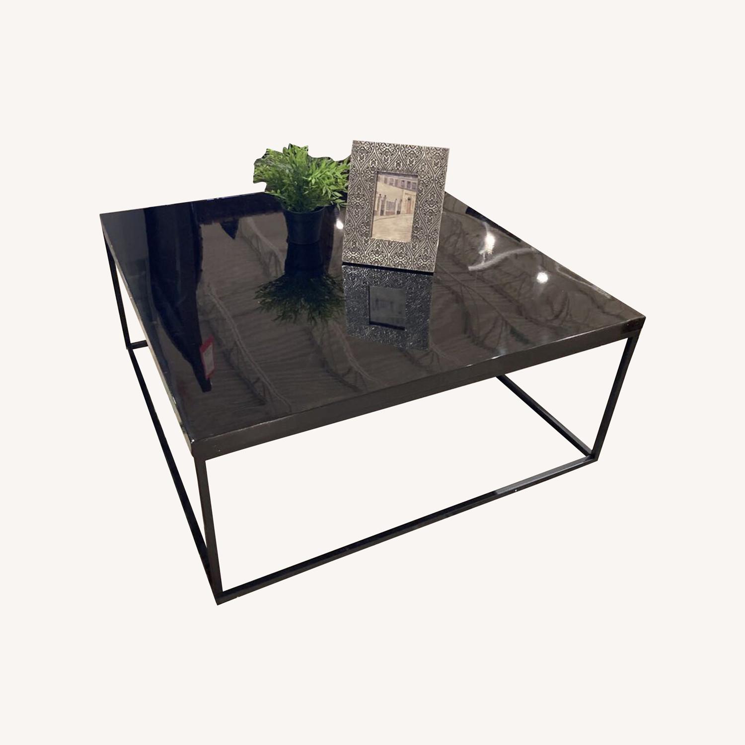 Contemporary Metal Base Coffee Table AptDeco