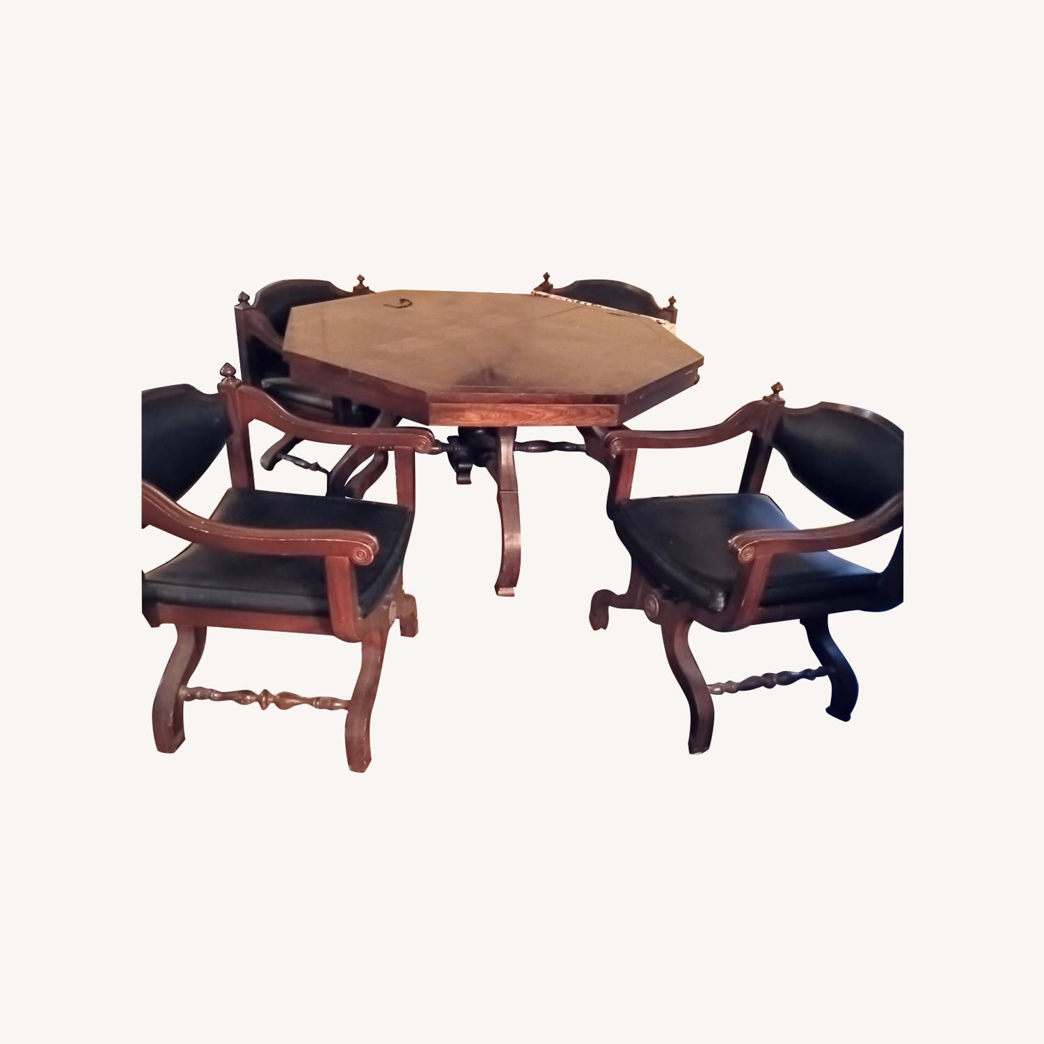 Solid Wood Dining Table & Four Chairs - AptDeco