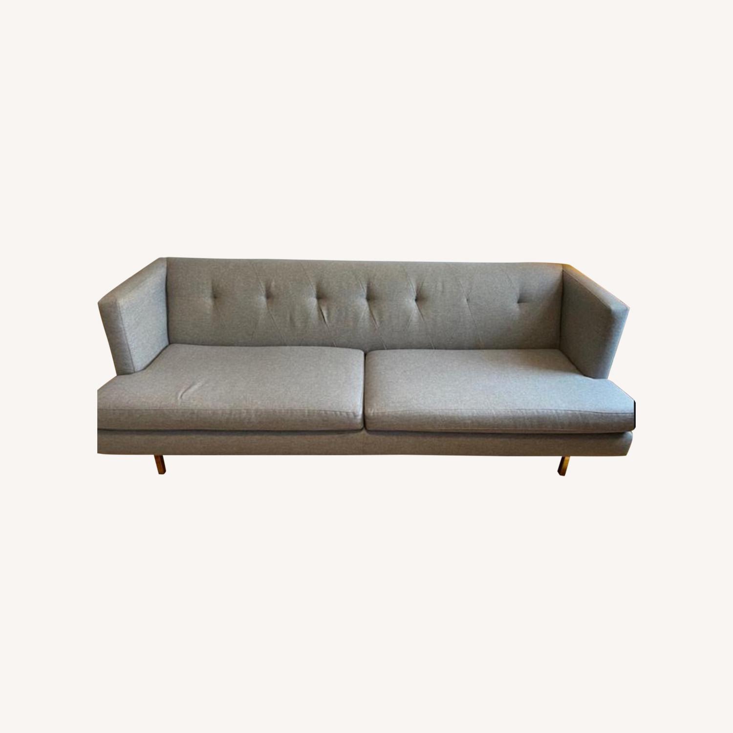 CB2 Avec Grey Sofa with Brass Legs - image-0