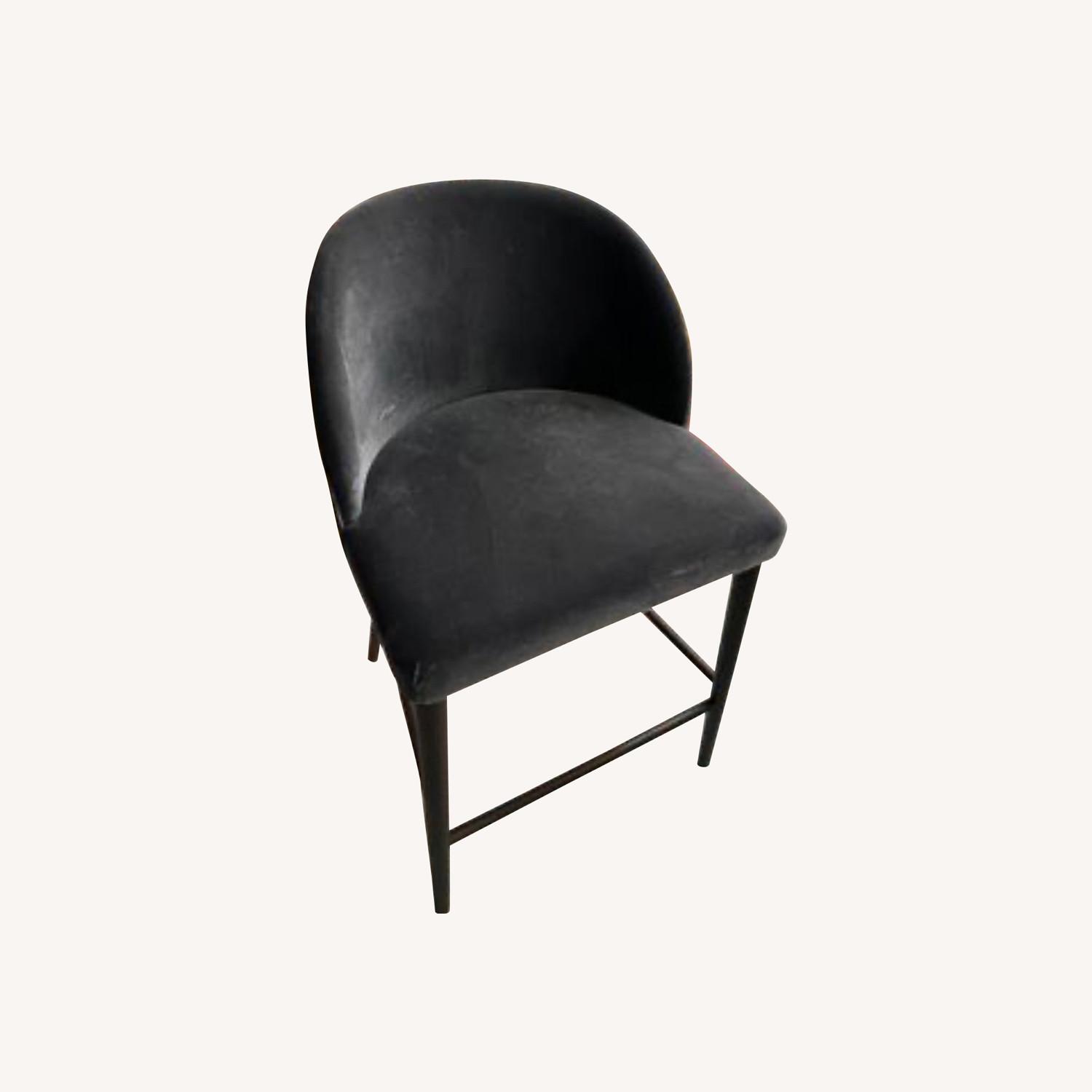 Crate & Barrel Anthracite Velvet Counter Stool - image-0