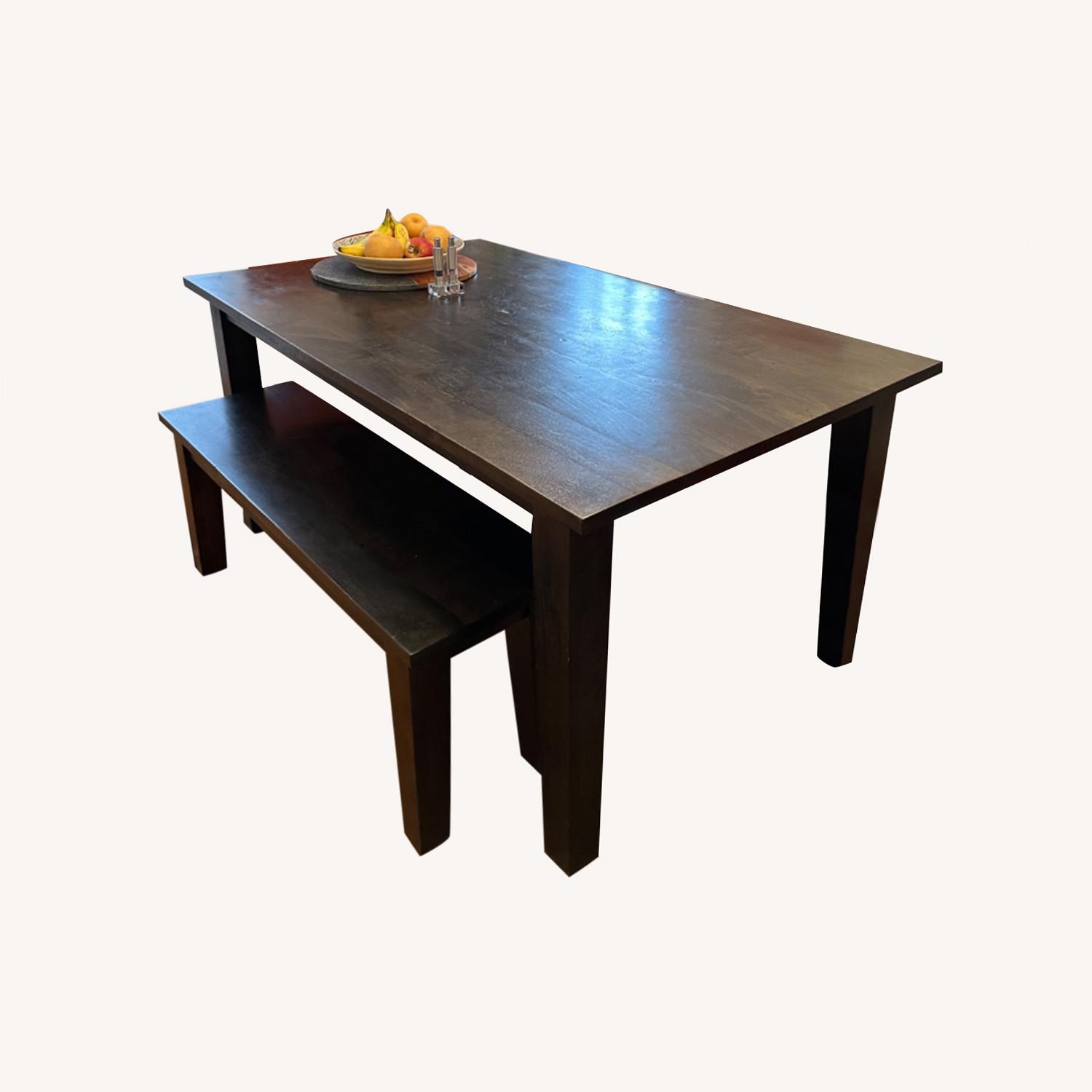Crate & Barrel Dining Table With Bench - image-0