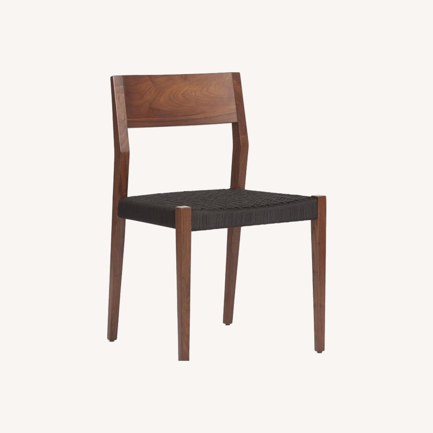 Solid Walnut Dining Chair Set with Woven Rope Seat AptDeco