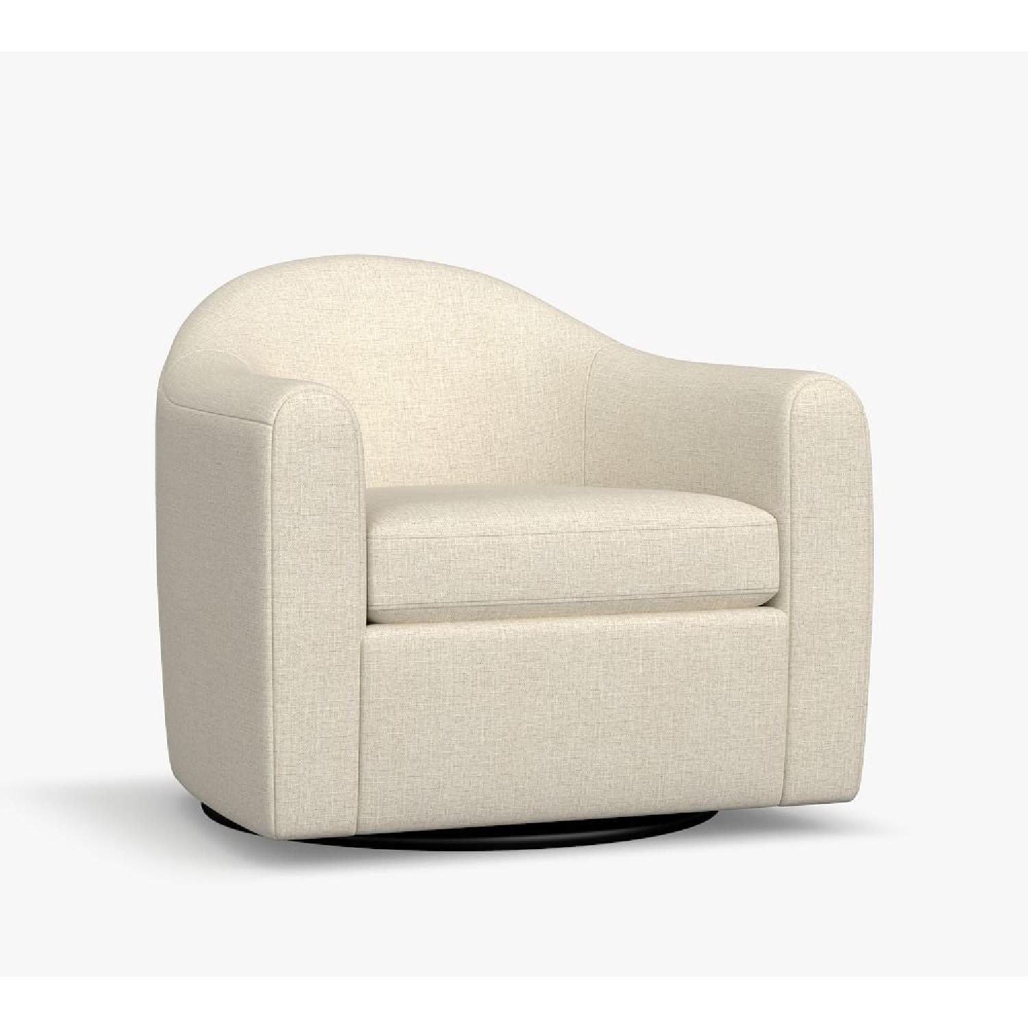 Pottery Barn Gideon Upholstered Swivel Armchair, Ivory - image-4