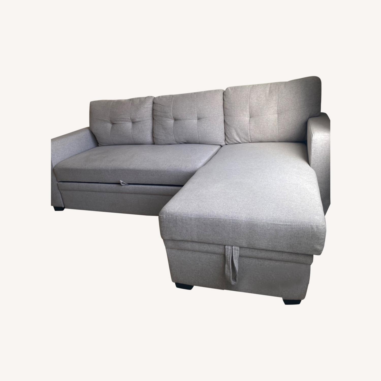 Reversible Sleeper Sectional Sofa in Light Gray - image-0