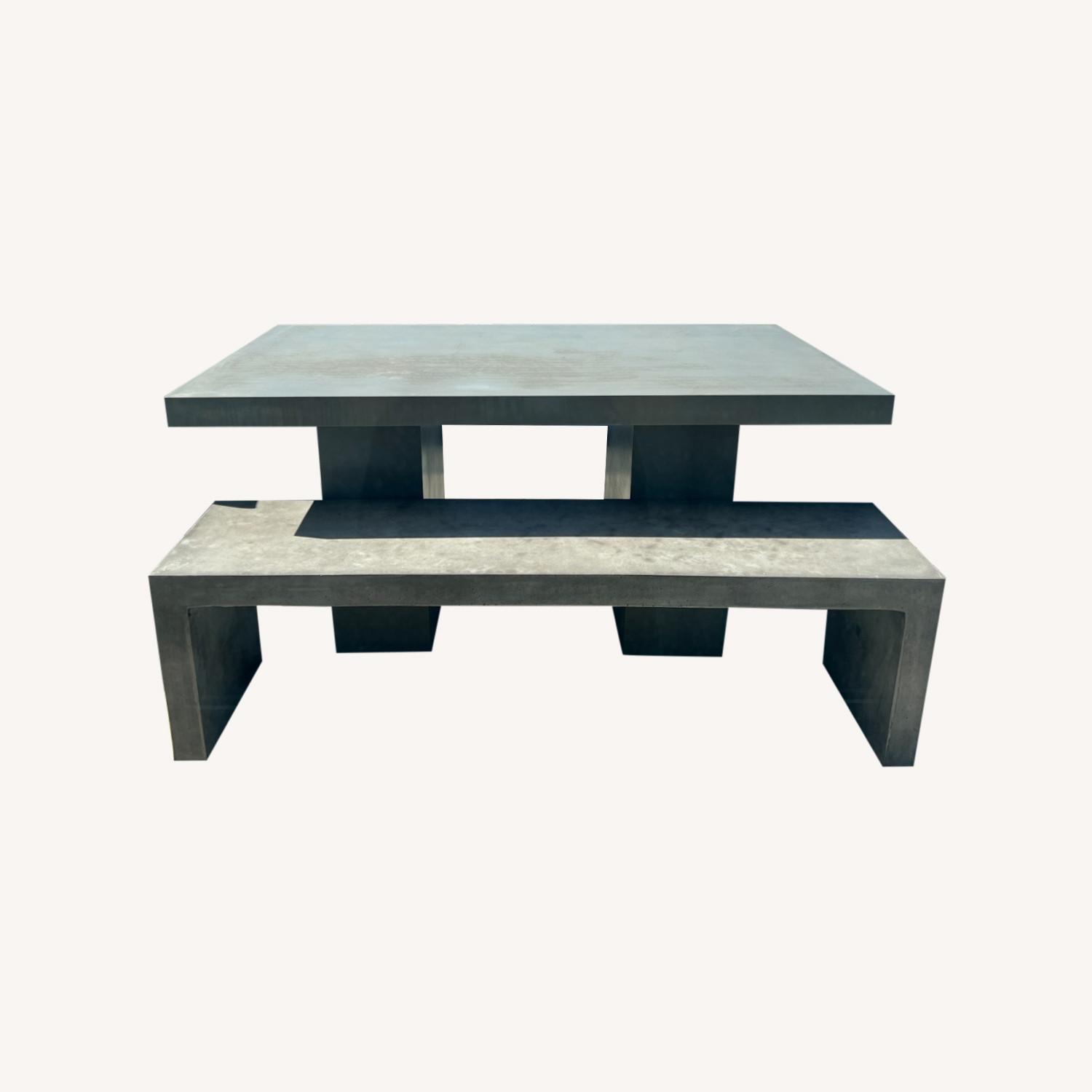 Outdoor Concrete Benches With Matching Table - image-0