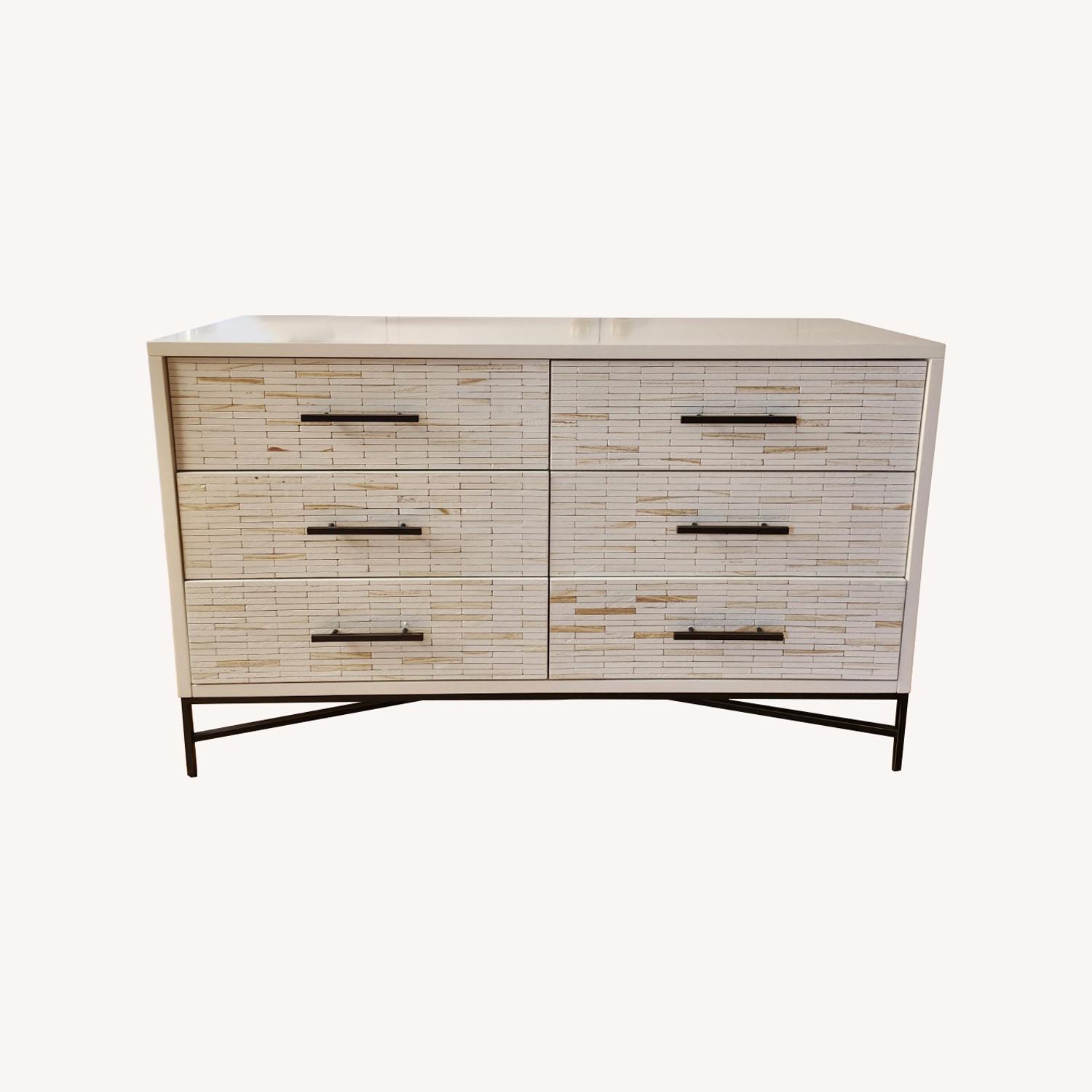 West Elm Wood Tiled 6 Drawer Dresser - image-0