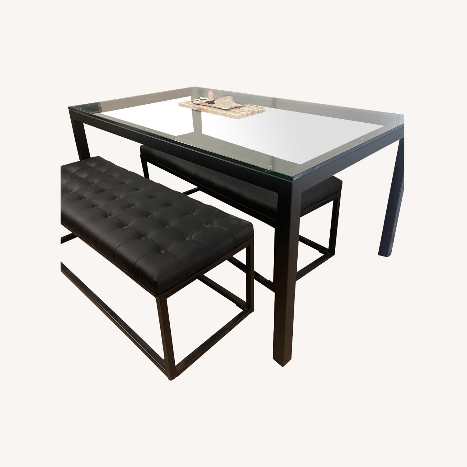 Crate & Barrel Parsons Table & Benches - image-0