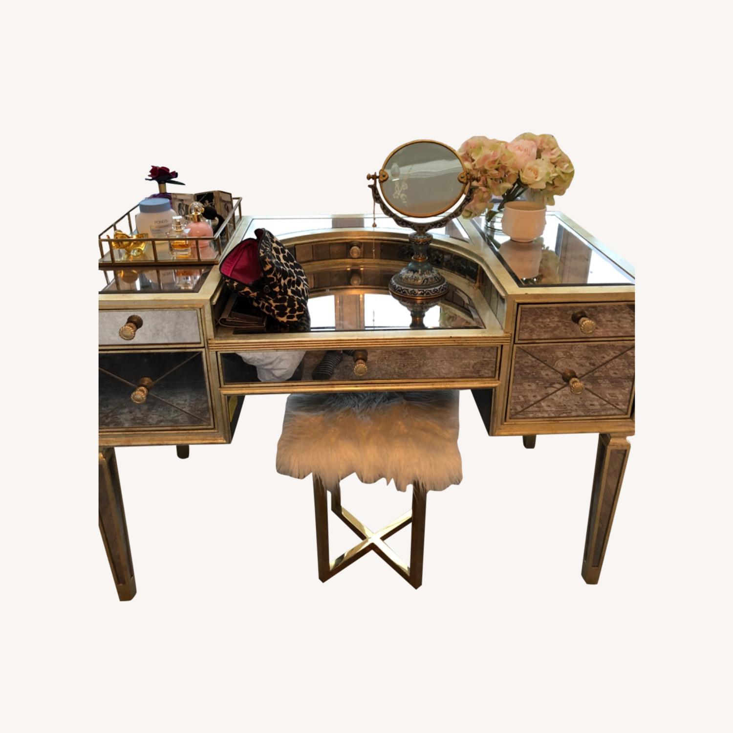Horchow Mirrored Vanity Desk - image-0
