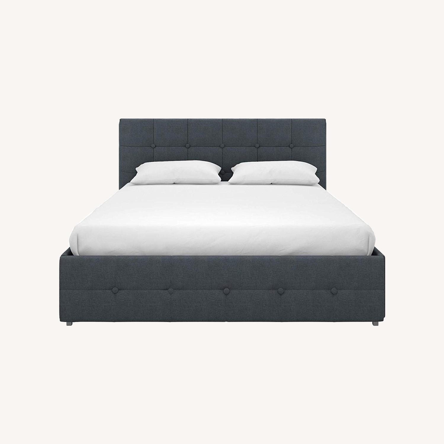 Wayfair Blue Velvet Queen Size Bed With Storage - image-0