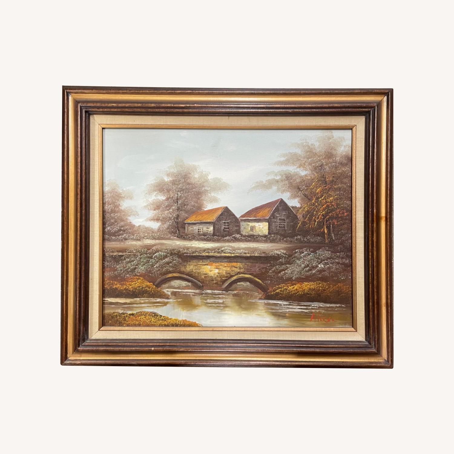Vintage Signed By Artist Landscape Oil Painting - image-0