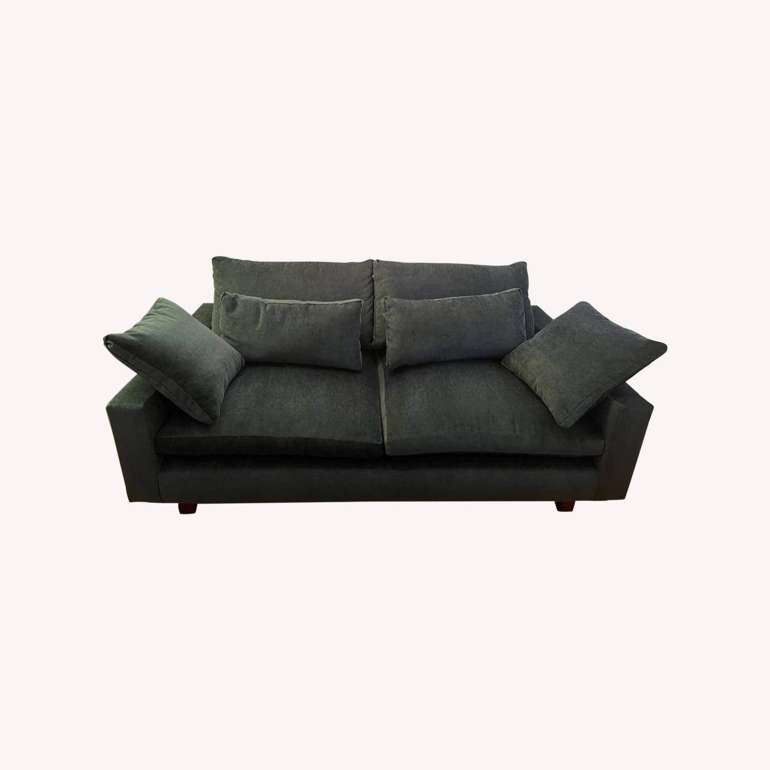 West Elm Harmony Sofa Velvet Forest Green - image-0