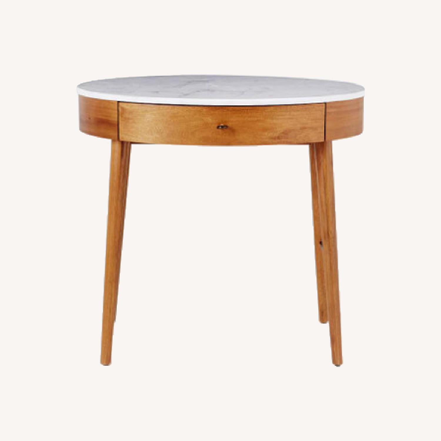 West Elm Penelope Mini Desk in Acorn With Marble Top AptDeco