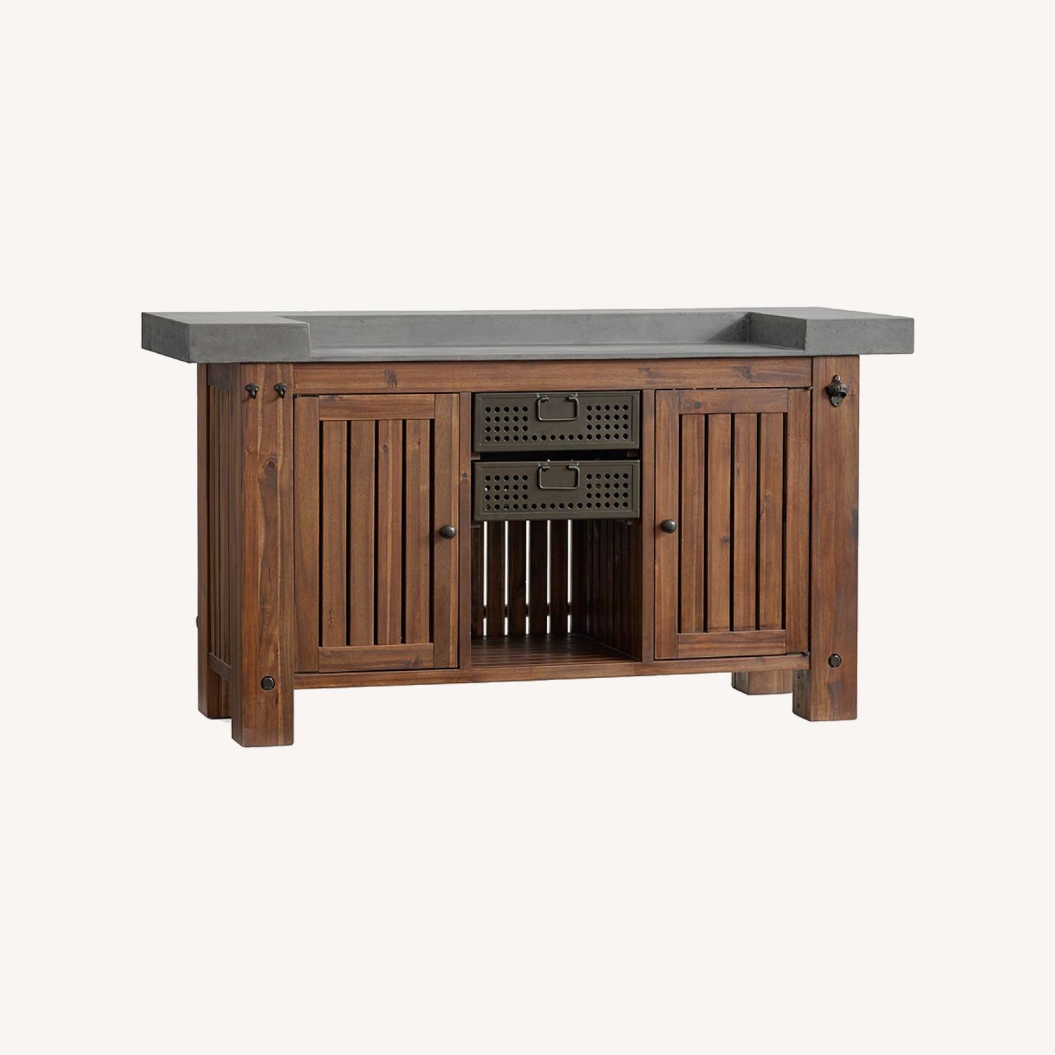 Pottery Barn Abbott Concrete & Acacia Ultimate Bar - image-0